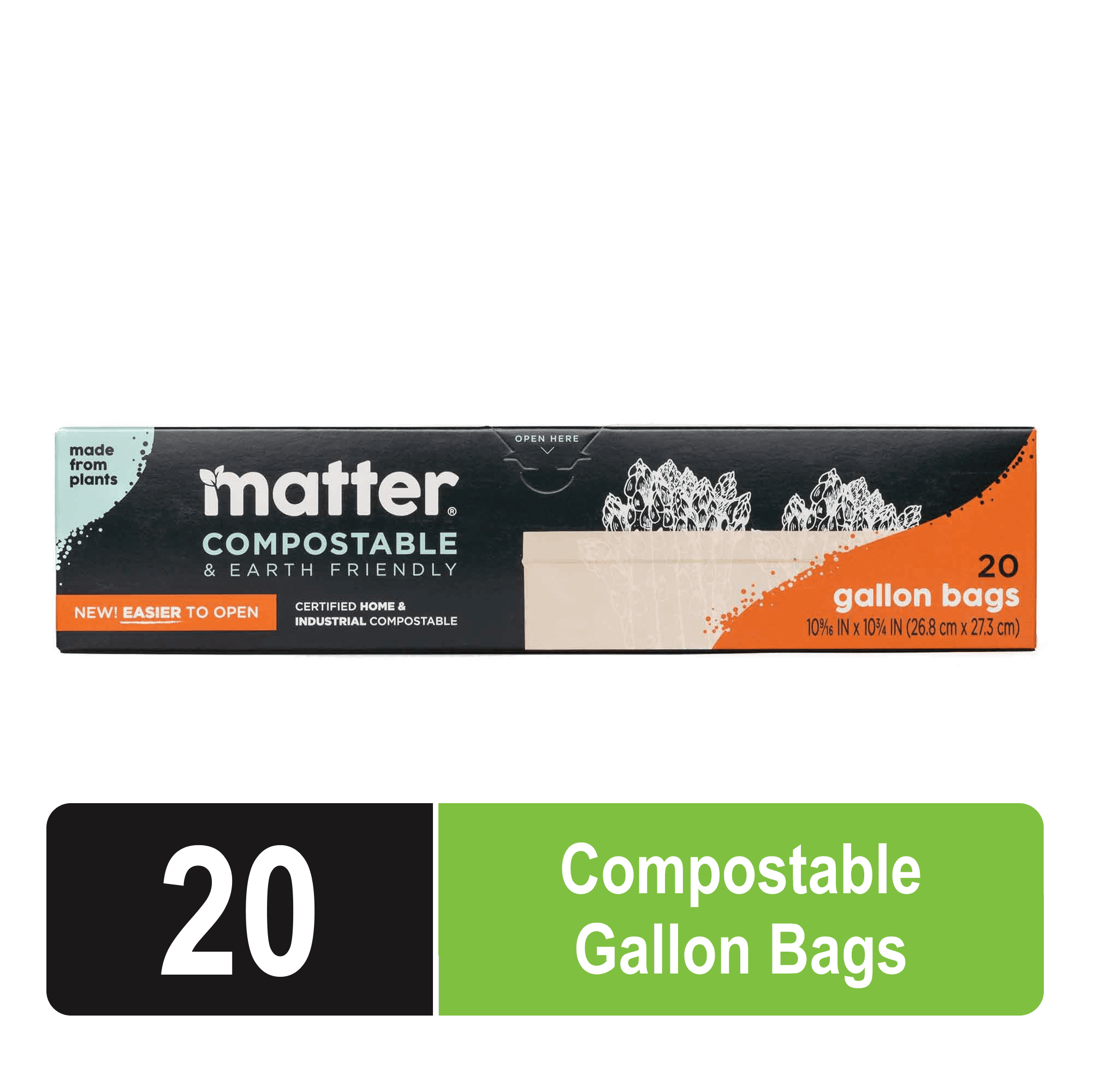 Matter Compostable Gallon Food Storage Bags (Clear, 60 Count) 2n41i