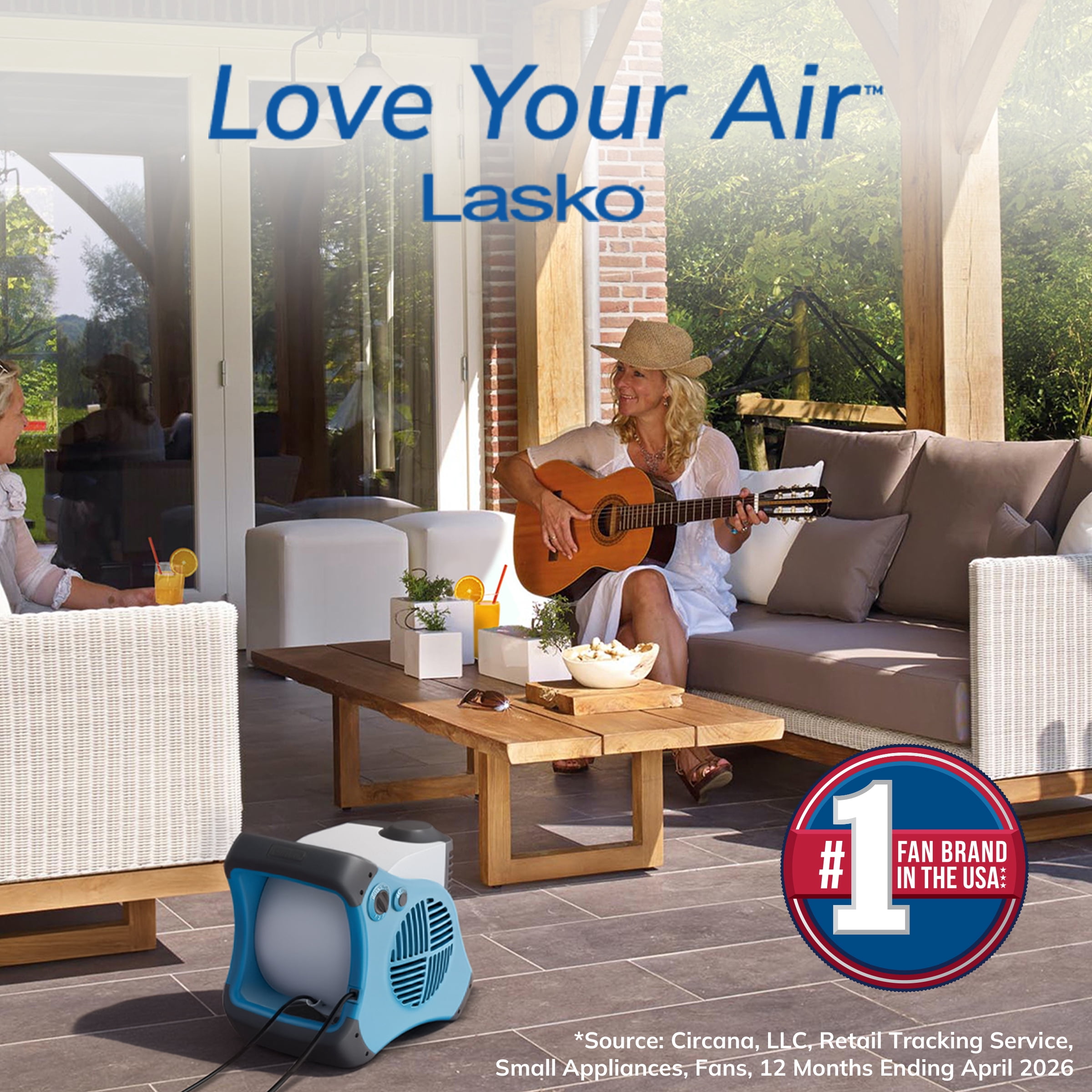 Lasko Misto Outdoor Misting Fan, Pivoting Patio Cooling Fan with 3 Speeds and GFCI Safety Cord (Blue, 15 in) uhryb