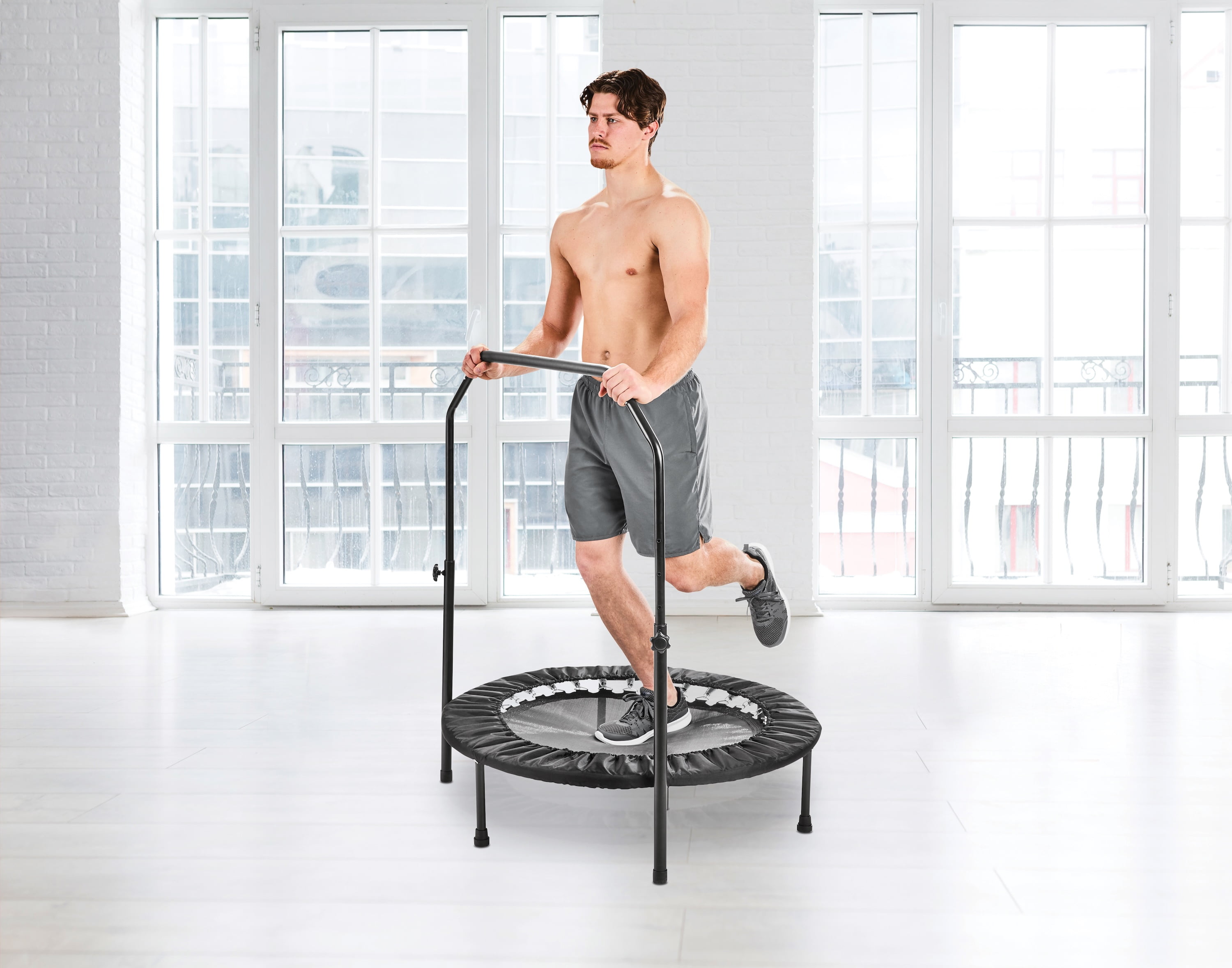 Athletic Works 40-inch Foldable Mini Trampoline with Adjustable Handle (Black, 40 in) xcepm