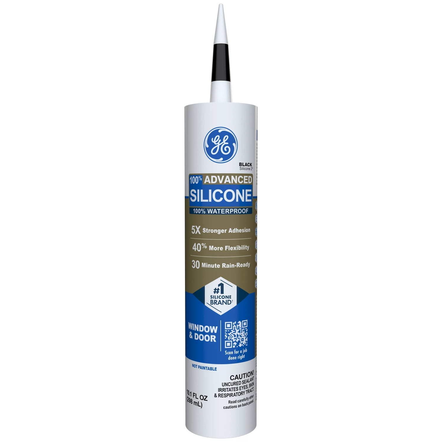 GE Advanced Silicone Window & Door Sealant (Black, 10.1 fl oz) 0bls6