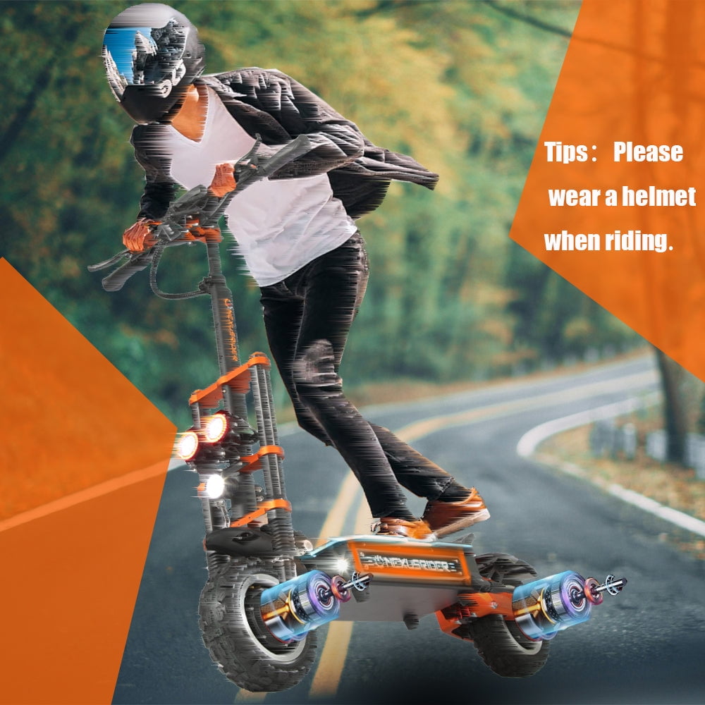 Geartist Electric Scooter for Adults, 6000W Dual Motor Off-Road Commuter, 58 MPH Max Speed, 60 Miles Range, 11-inch All-Terrain Tires (Orange, 60V 35Ah) 68db2