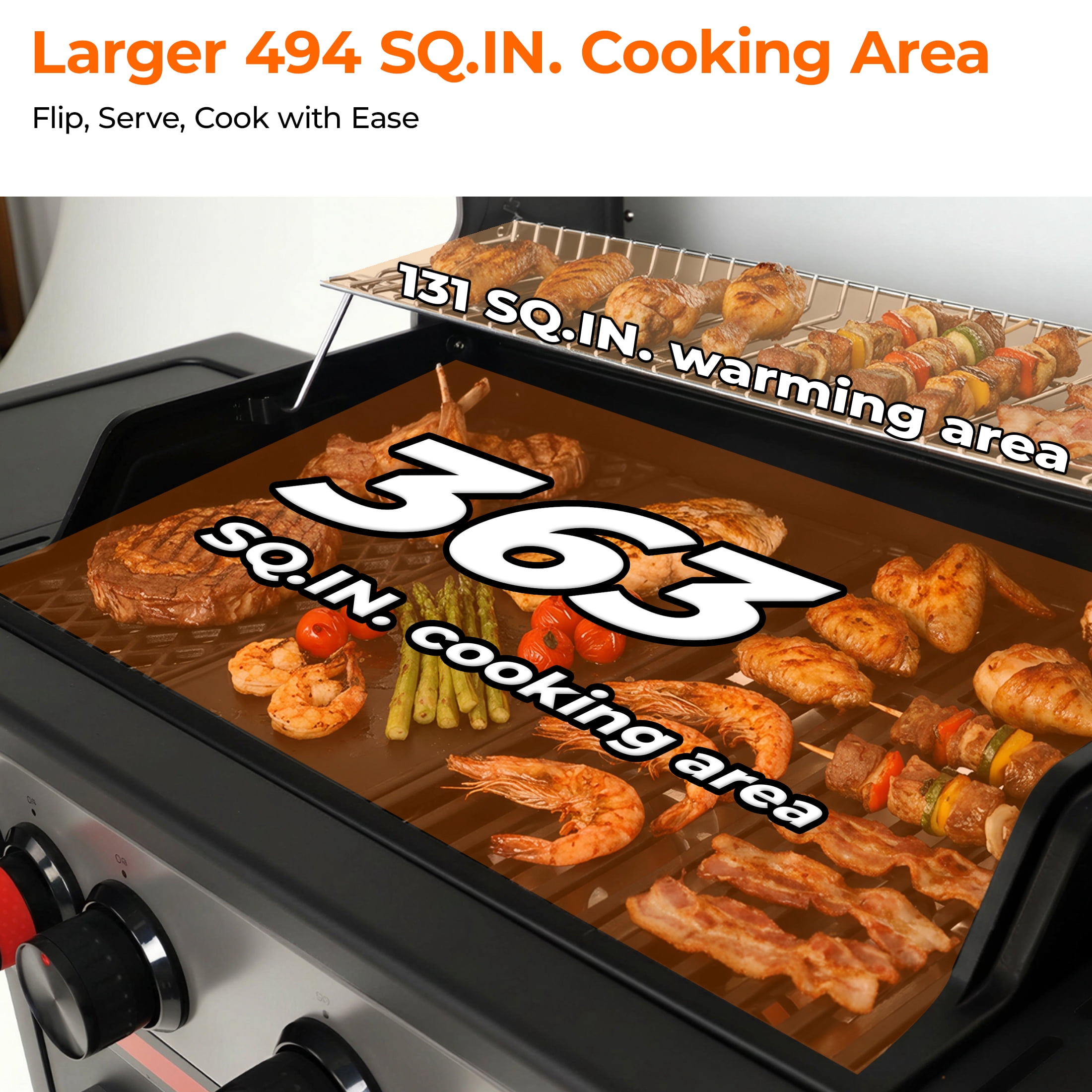 Flintex 4-Burner Propane Gas Grill with Infrared Side Burner, Diamond Grates & Griddle (494 sq. in. Cooking Area) km3tc