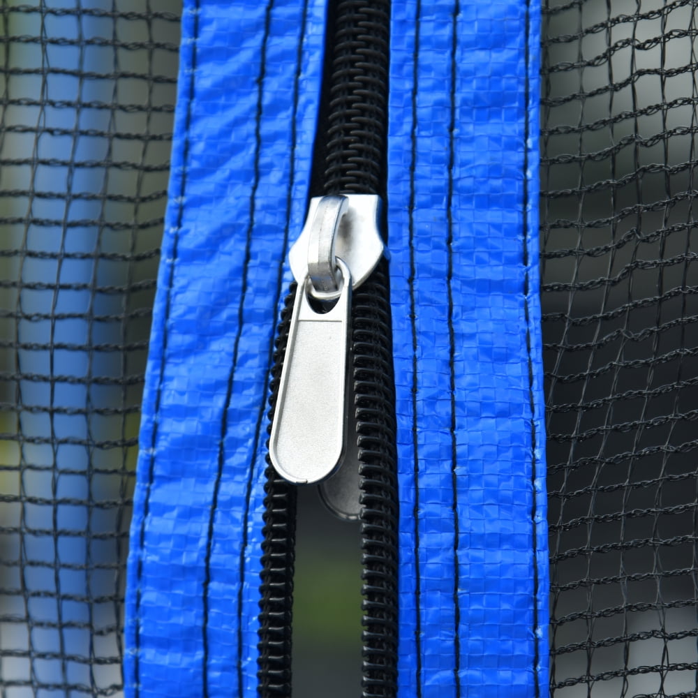 JINS & VICO Outdoor Trampoline with Basketball Hoop and Safety Enclosure (Blue, 14 ft) vekyb