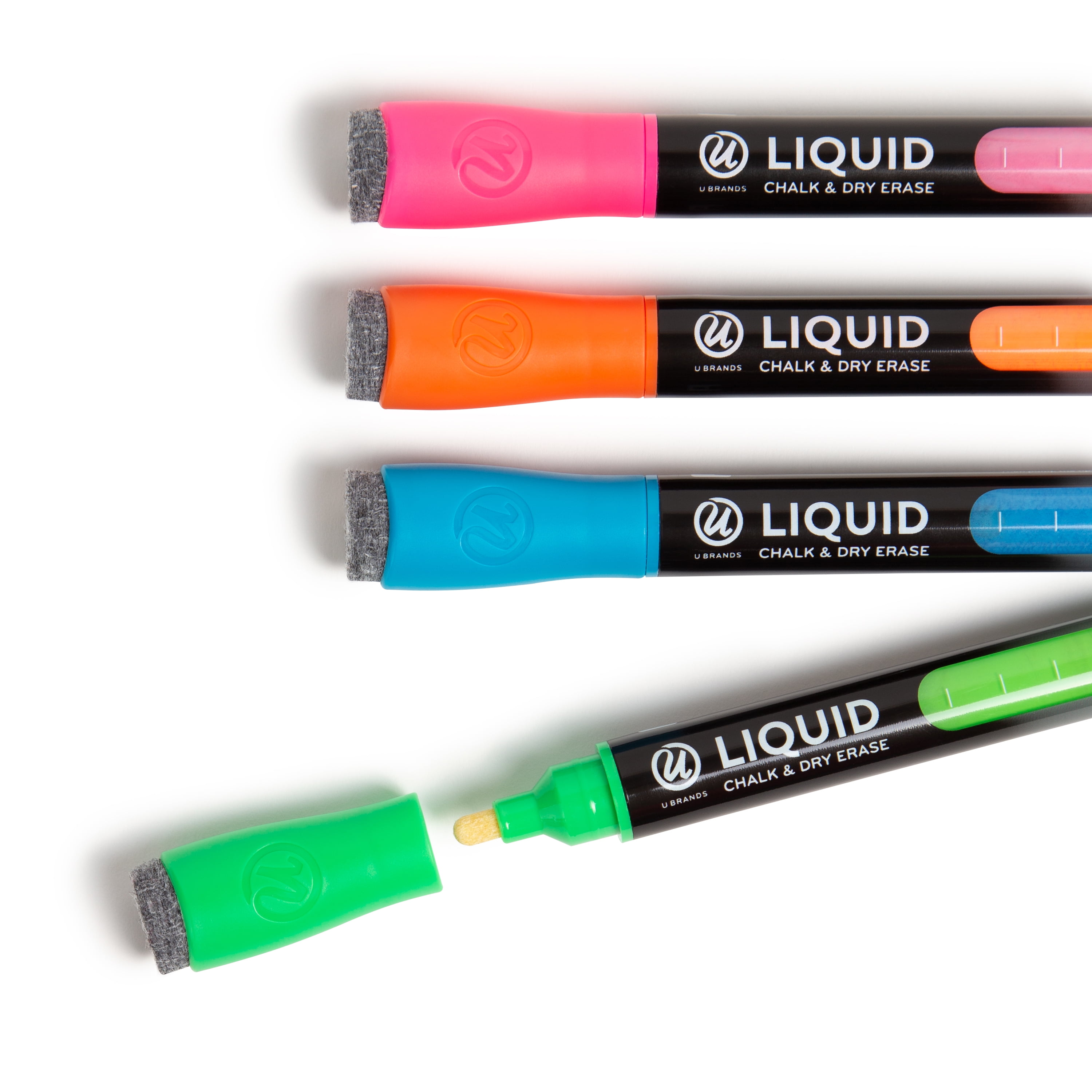 U Brands Liquid Chalk and Dry Erase Markers, Dual Surface Writing, Assorted Colors (4 Count) 8p771