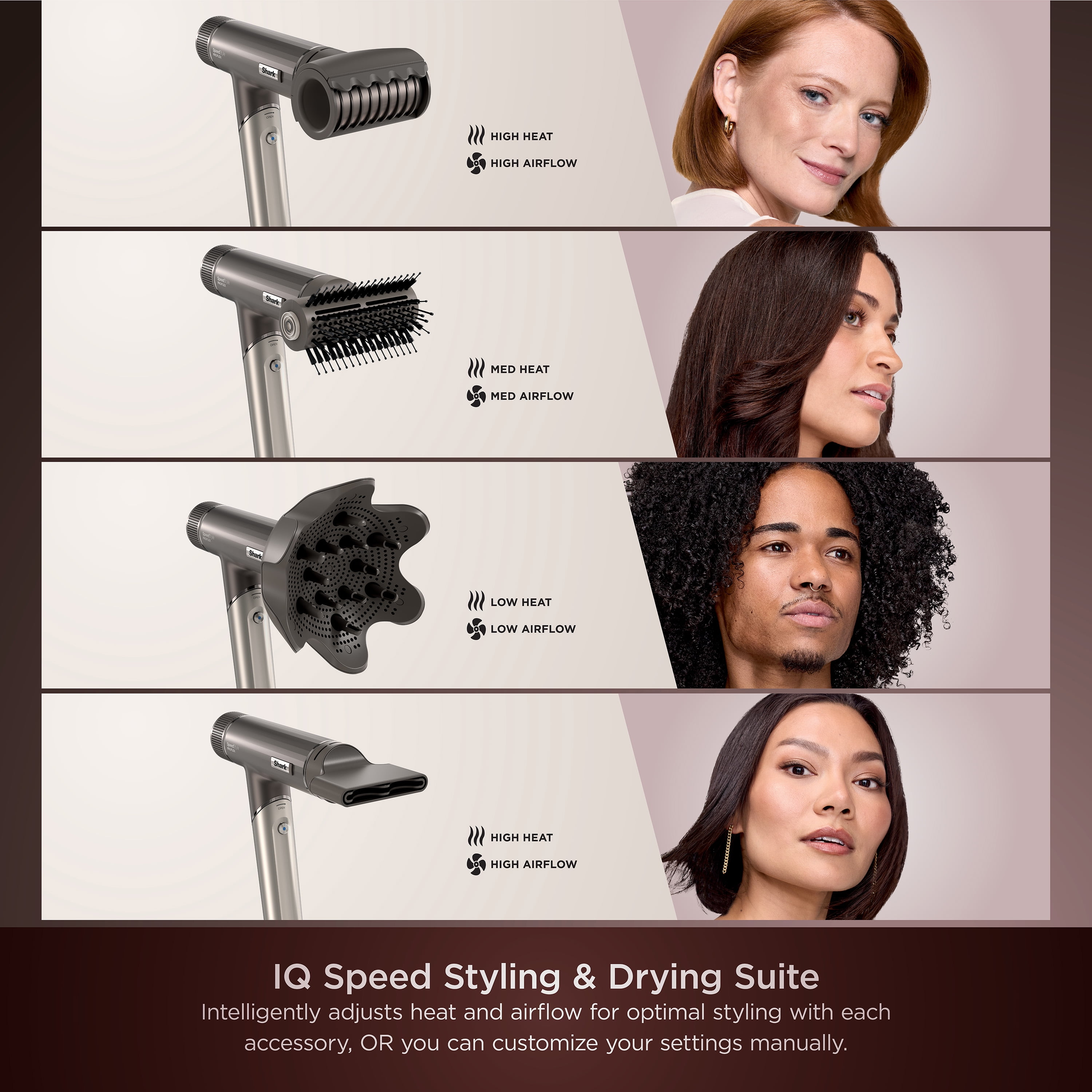 Shark SpeedStyle Pro FLEX Hair Dryer System, Professional Salon-Quality Styling Tool (Mocha Silver, Refurbished) tcnd7