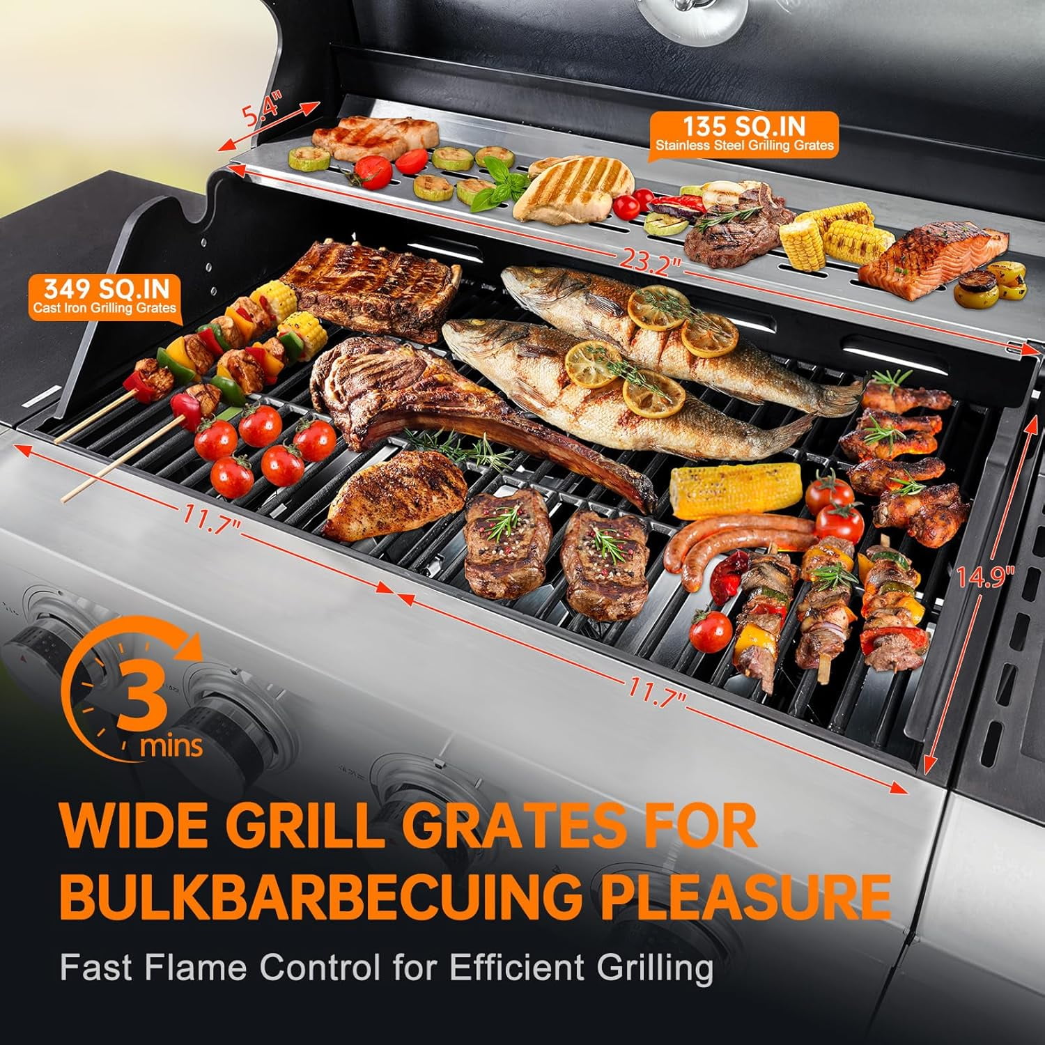 Lohasly 4-Burner Propane Gas Grill with Side Burner (Black, 562 sq. in. Cooking Area) umx2o
