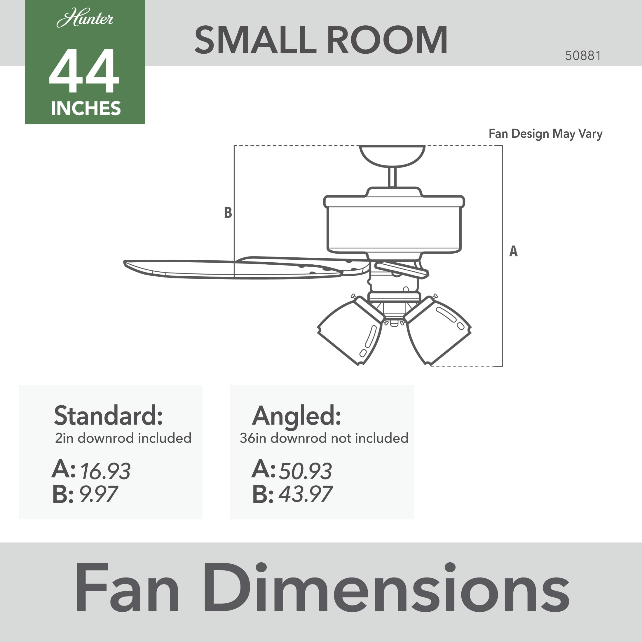 Hunter Swanson Indoor Ceiling Fan with Light, Traditional 3-Speed Motor, Reversible Blades (New Bronze, 44 in) b1fg0