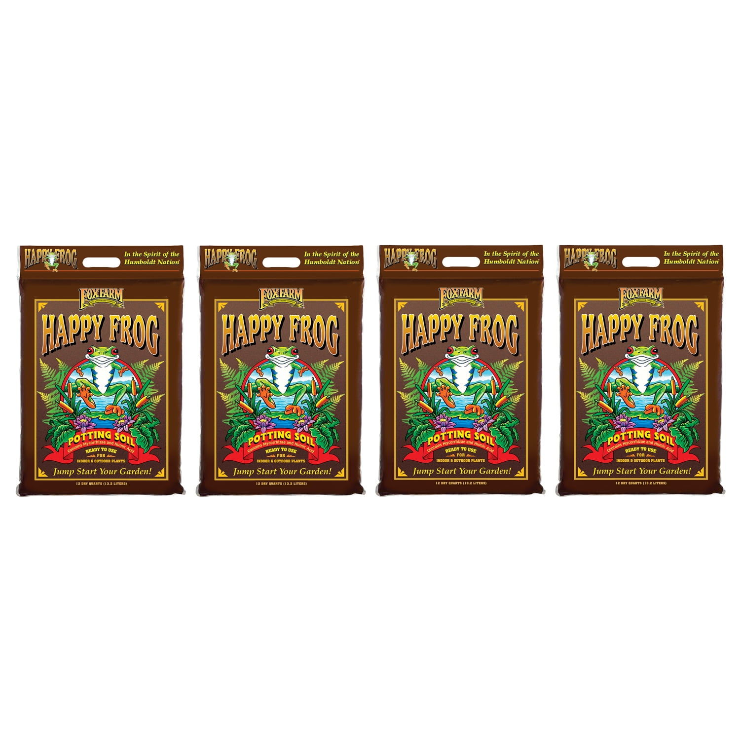 FoxFarm Happy Frog All-Purpose Potting Soil for Indoor and Outdoor Plants (12 qt, 4 Pack) lm5f7