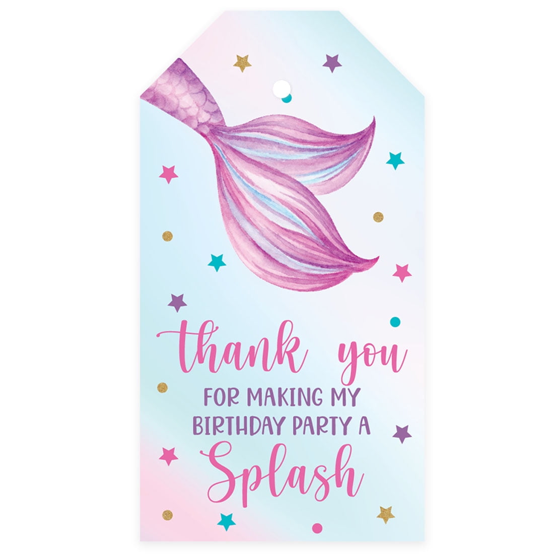 Koyal Wholesale Mermaid Birthday Party Favor Gift Tags with String (White, 50 Pack) w70lp