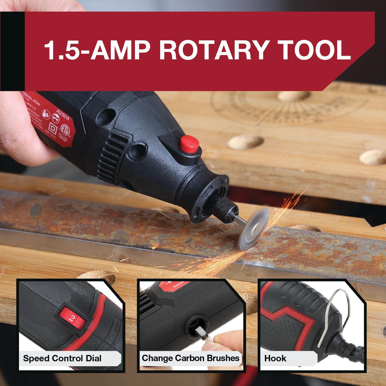 Hyper Tough Corded Rotary Tool Kit with 105 Accessories (Variable Speed, 6 ft Cord) pzg7n