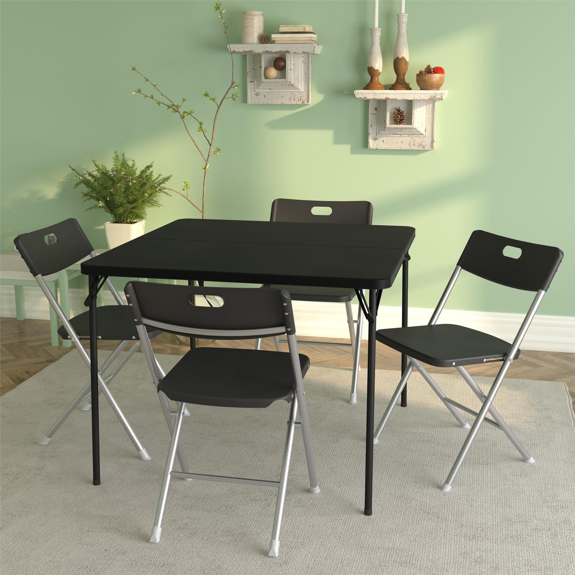 Mainstays Resin Seat & Back Folding Chair, Durable Indoor Outdoor Seating (Black, 4-Pack) u9vfd