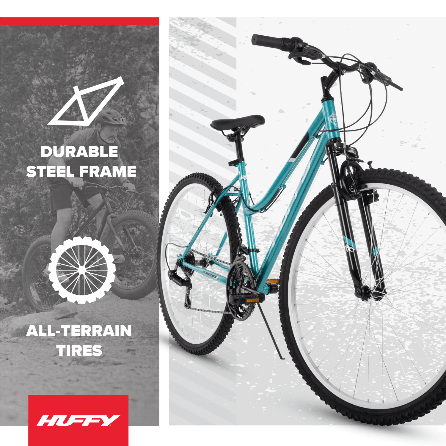 Huffy Rock Creek Mountain Bike, 18-Speed All-Terrain Trail Bicycle (Teal, 29 in) 6kj9n