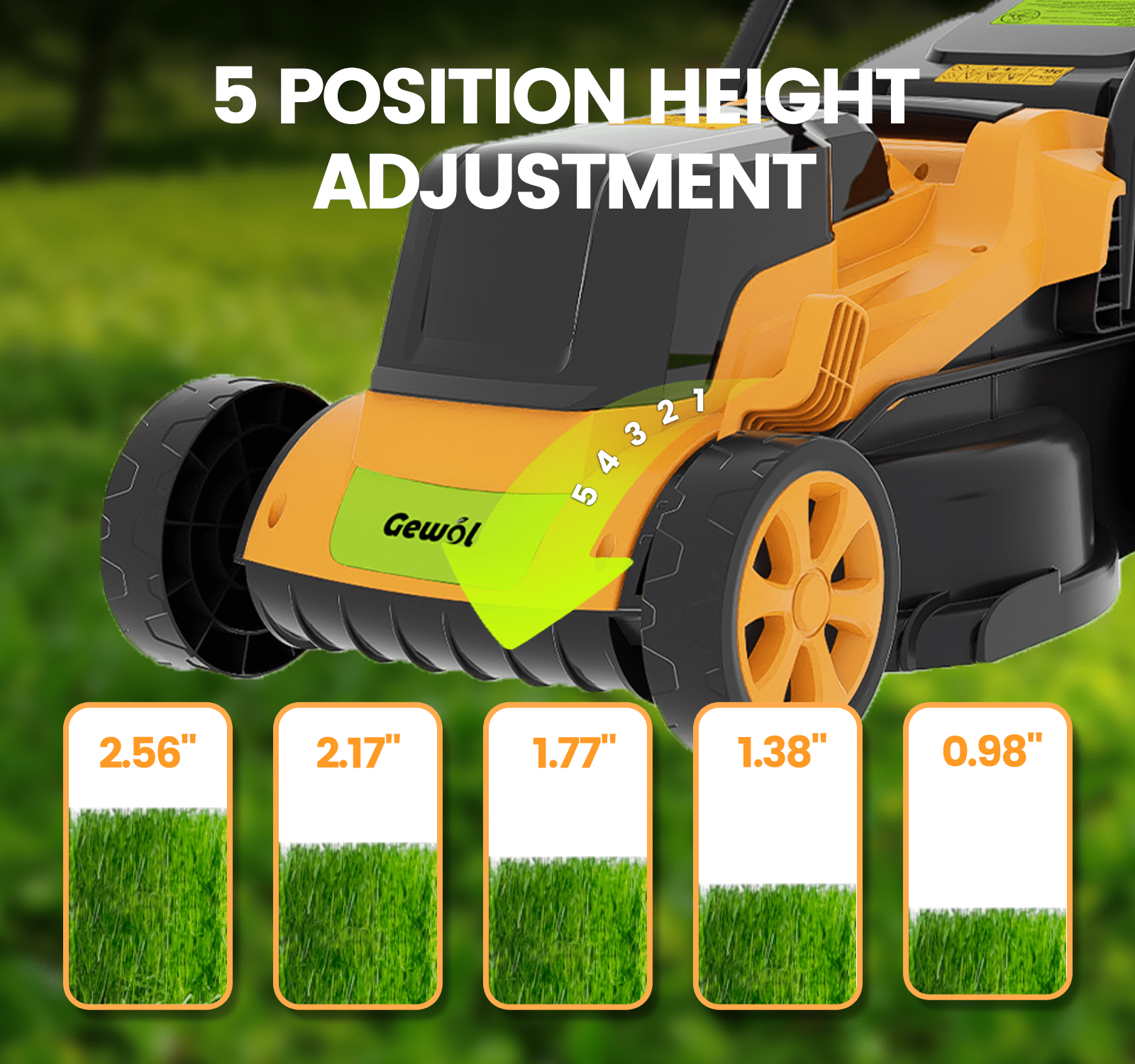 Gewol 20V 13 in Cordless Lawn Mower, Lightweight Push Mower with 2 Batteries & Fast Charger (13 in) 9vq7g