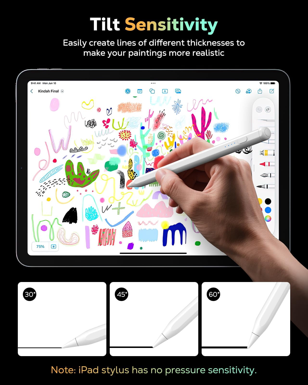 MoKo Stylus Pen for iPad, Precision Digital Pencil with Tilt Sensitivity and Palm Rejection (White, 1 Pack) zyuzk