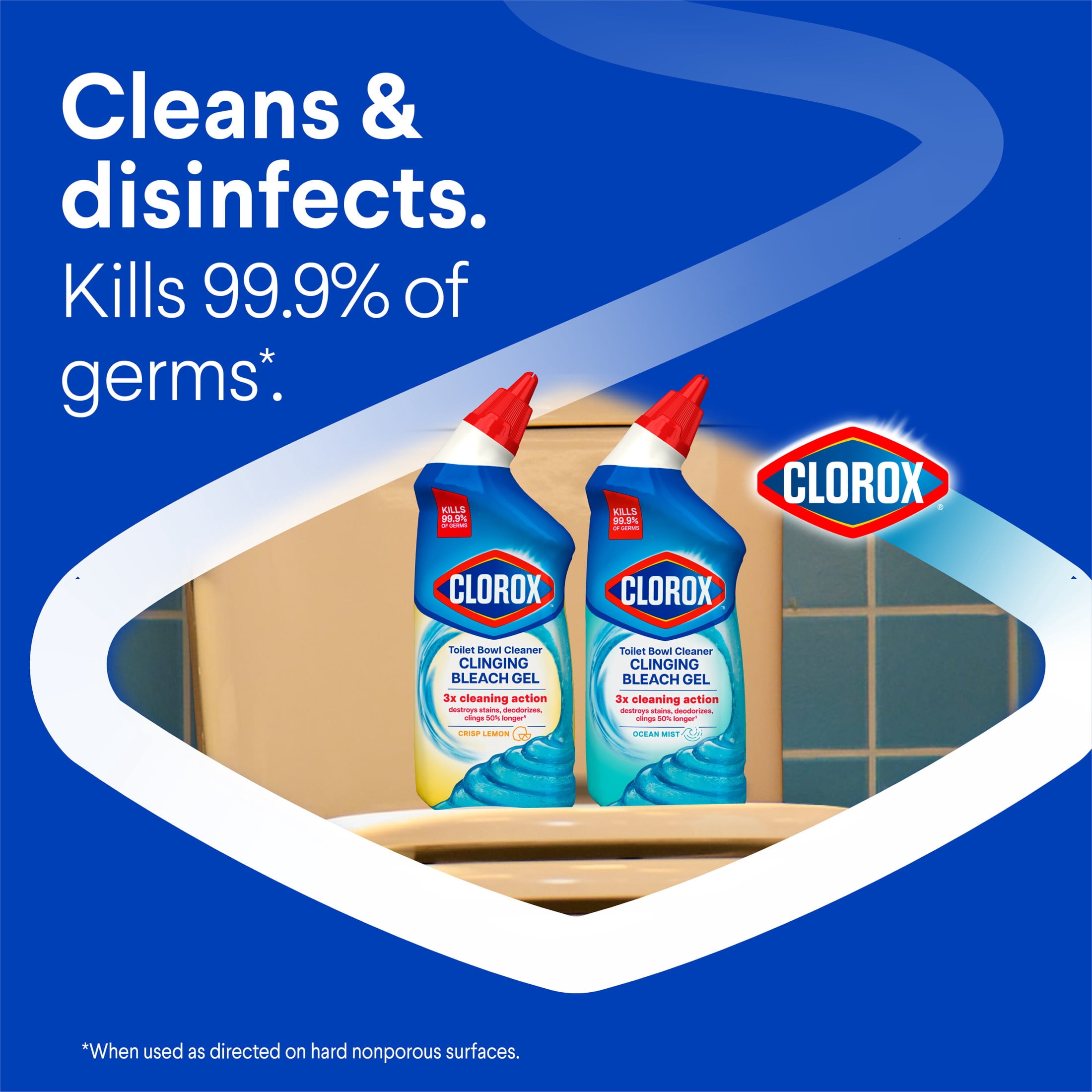 Clorox Toilet Bowl Cleaner Clinging Bleach Gel, Deep Cleaning & Deodorizing, Crisp Lemon (24 fl oz) 6svp3