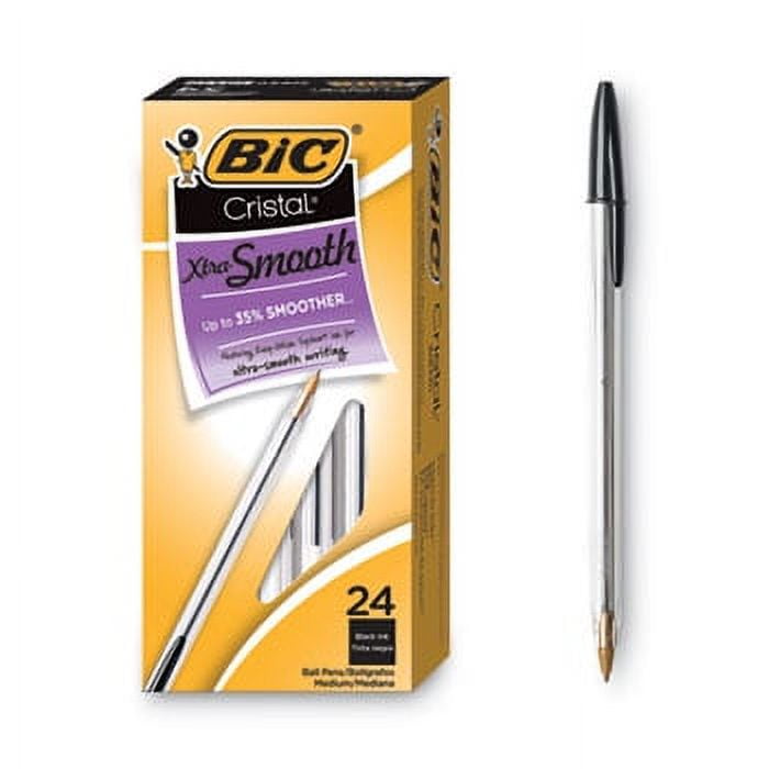 BIC Cristal Xtra Smooth Ballpoint Pen, Reliable Everyday Writing, Black Ink (24 Pack) 2foxd