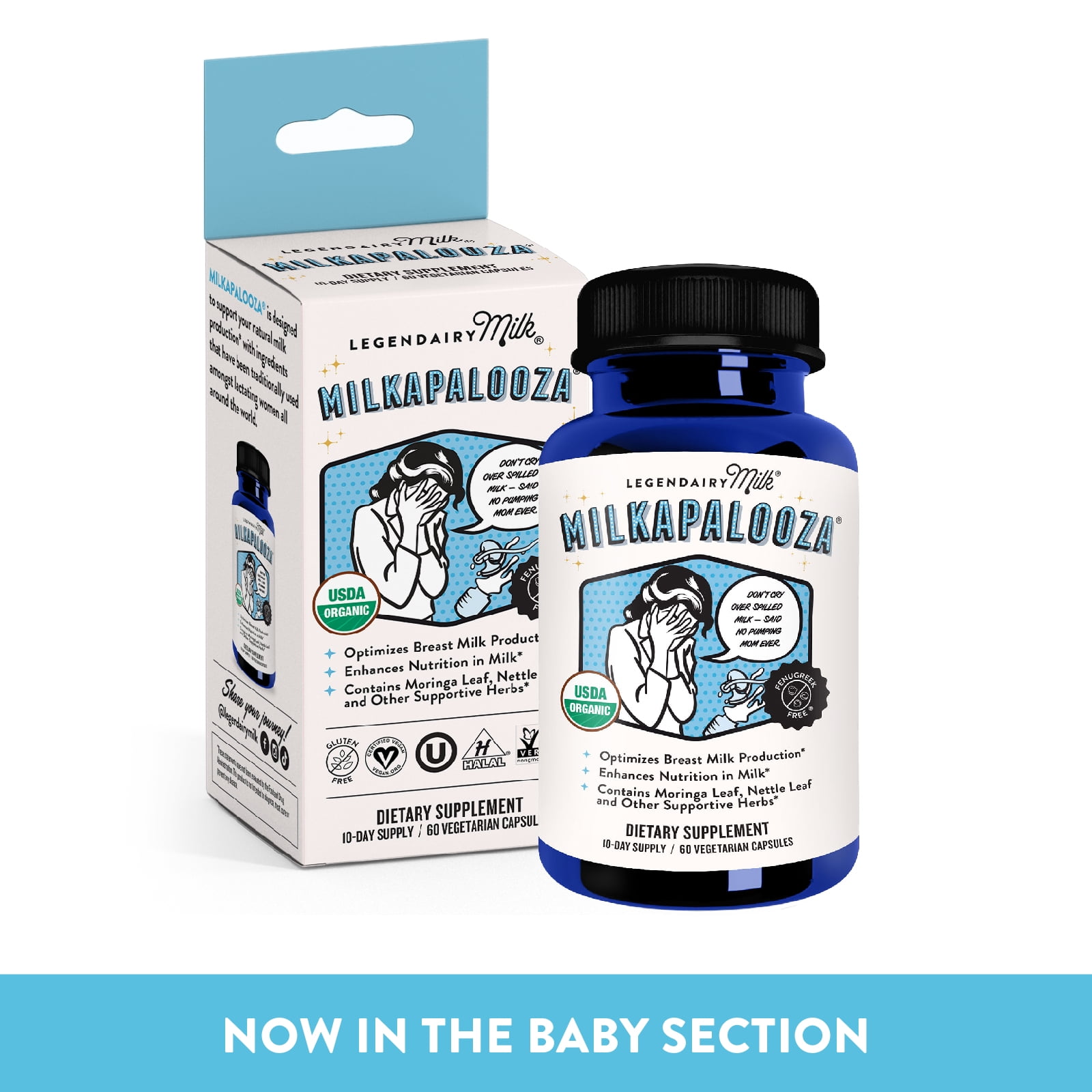 Legendairy Milk Milkapalooza Organic Lactation Supplement for Breastfeeding Support (60 Count) 05t3d