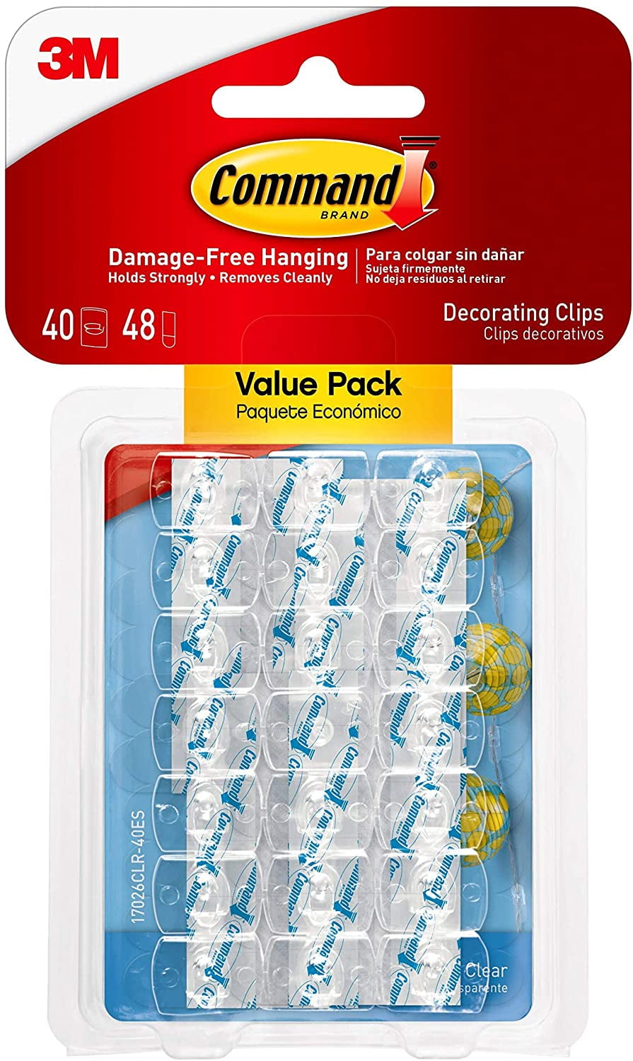 3M Command Small Decorating Clips, Damage-Free Hanging Hooks for String Lights (Clear, 160-Count) 1my4f