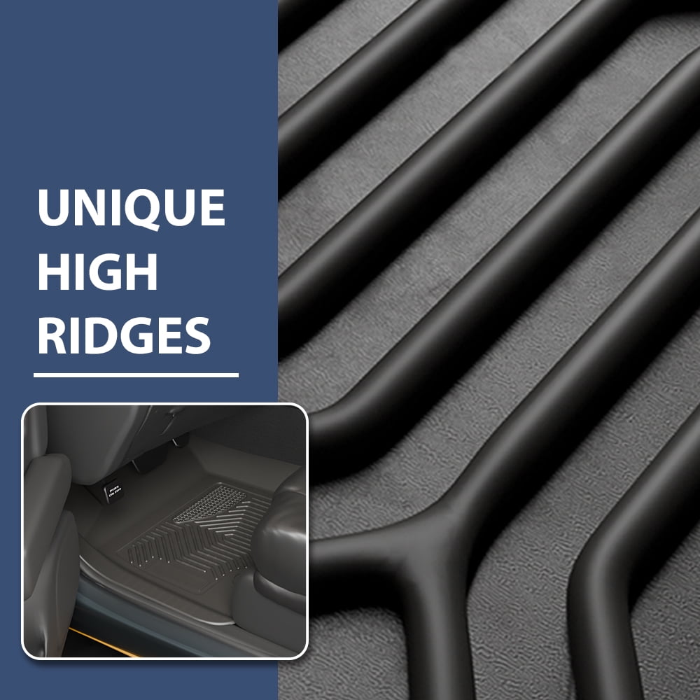 PIT66 All-Weather TPE Floor Mats Set for Dodge Ram 1500 2500 3500 Quad Cab (Black, 1 Set) e23wa
