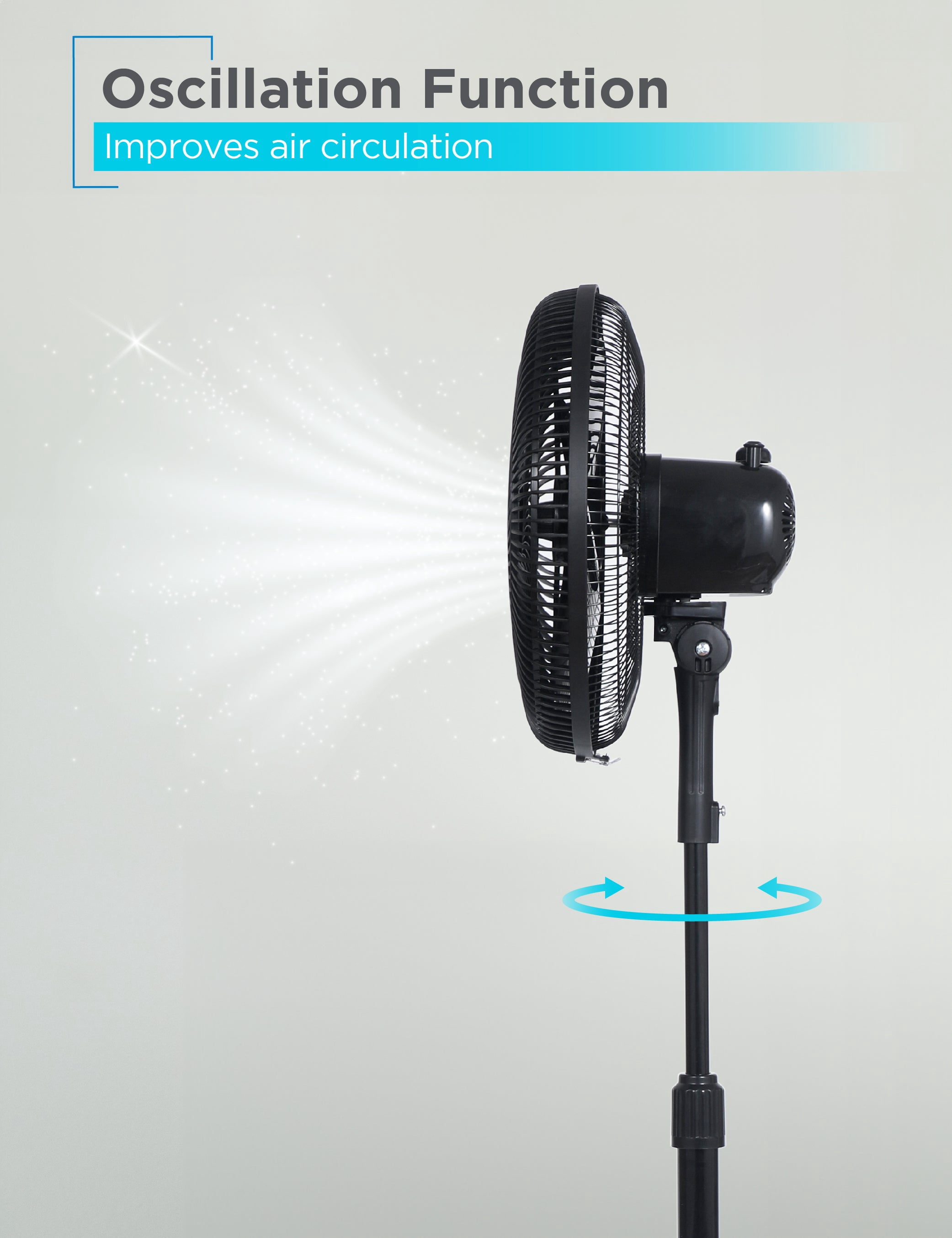 BLACK+DECKER 16-Inch Oscillating Pedestal Fan, Adjustable Height Standing Fan with 3 Speed Settings (Black, 16 in) jeub1
