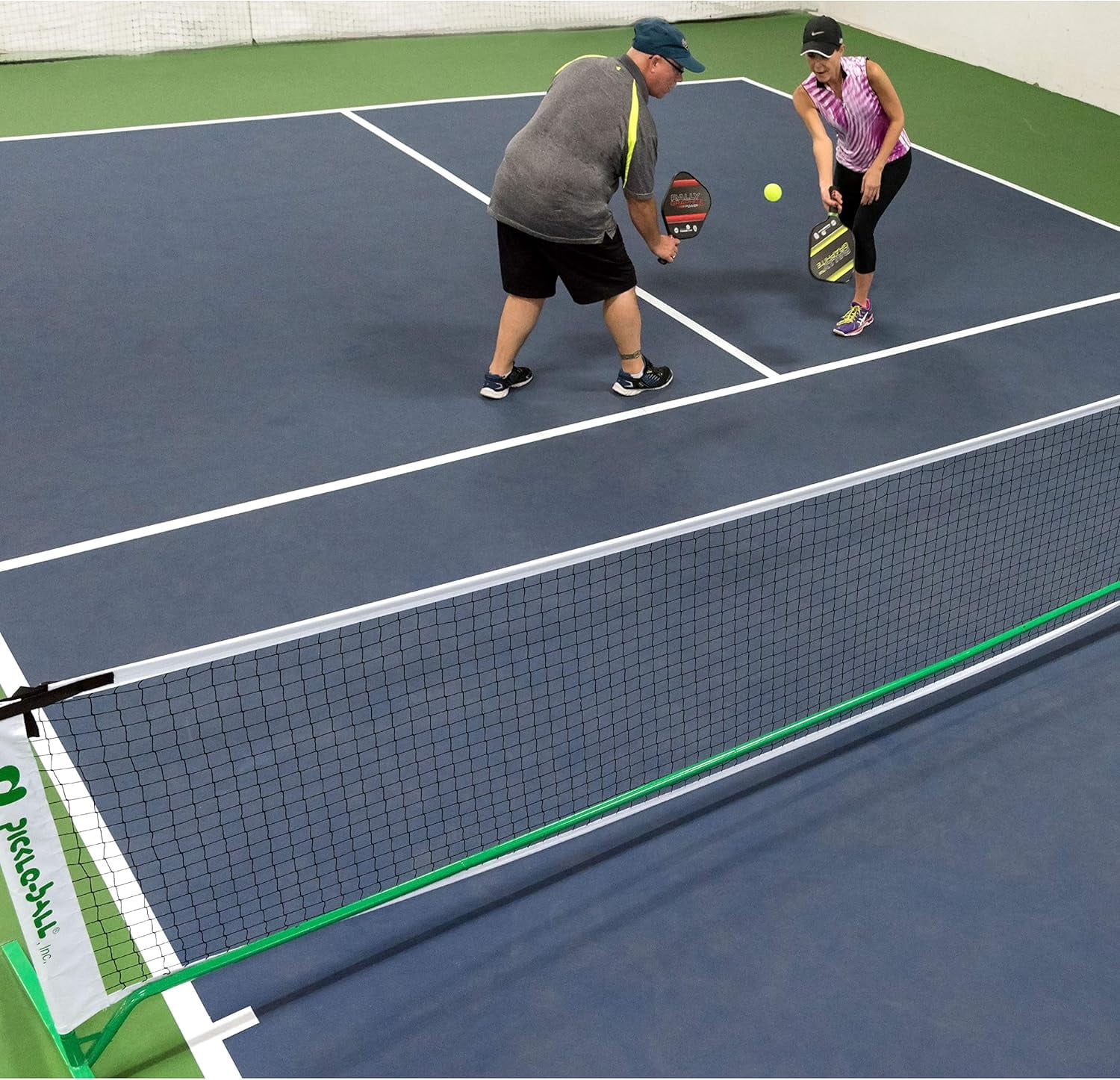 Pickle-Ball 3.0 Tournament Net System, Portable Steel Frame for Indoor and Outdoor Play (Green, 22 ft) kyv5h