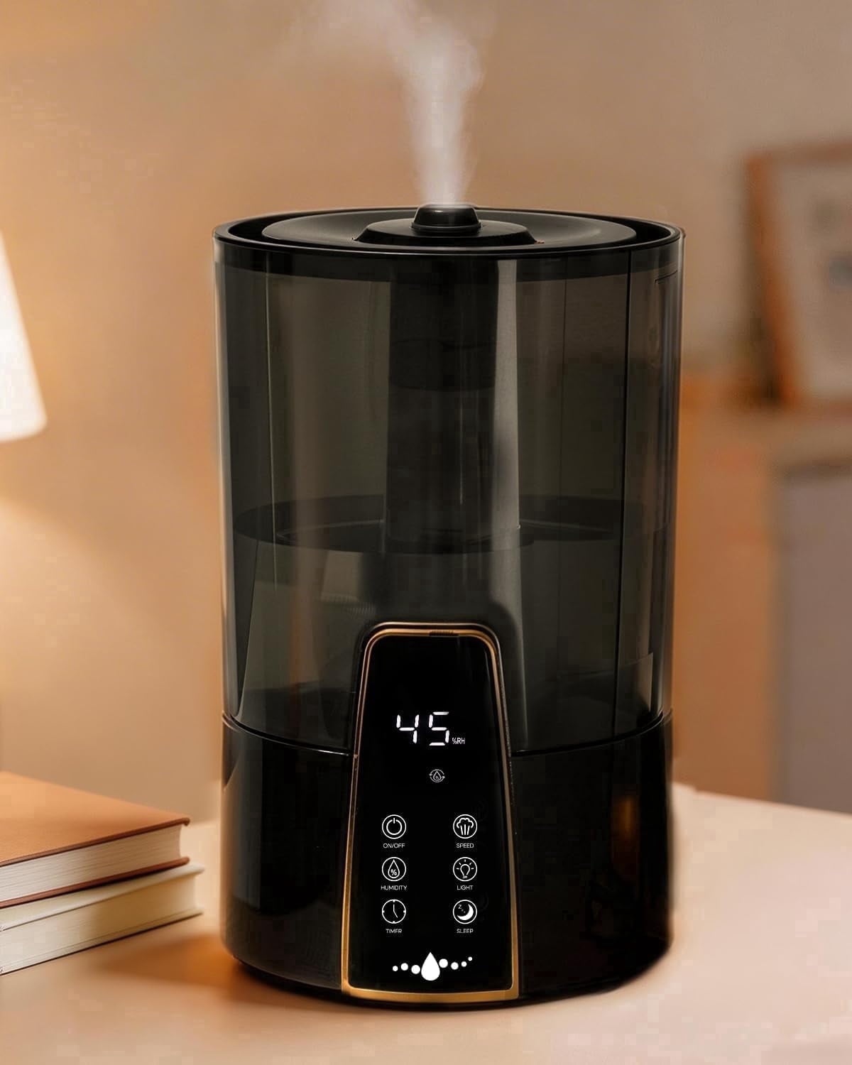 Lacidoll Ultrasonic Cool Mist Humidifier for Bedroom, Aroma Diffuser with Night Light, Top Fill & Dishwasher-Safe Tank (Black, 1.06 gal) 4cbyy