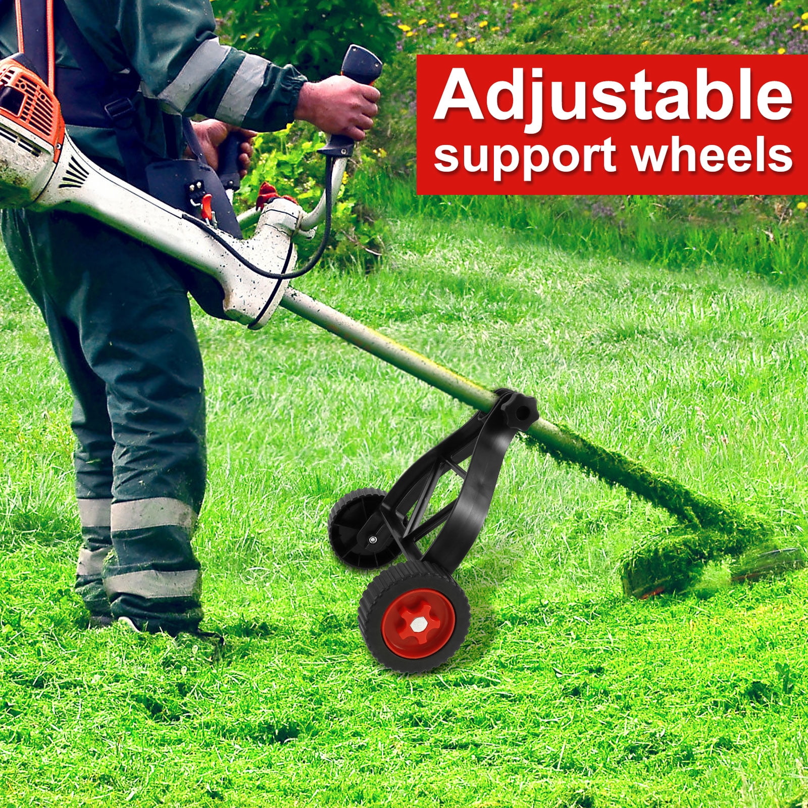 FUYGRCJ Adjustable Weed Trimmer Support Wheels for Lawn Mower (Universal Fit, 1.02 in - 1.10 in) fbpzu