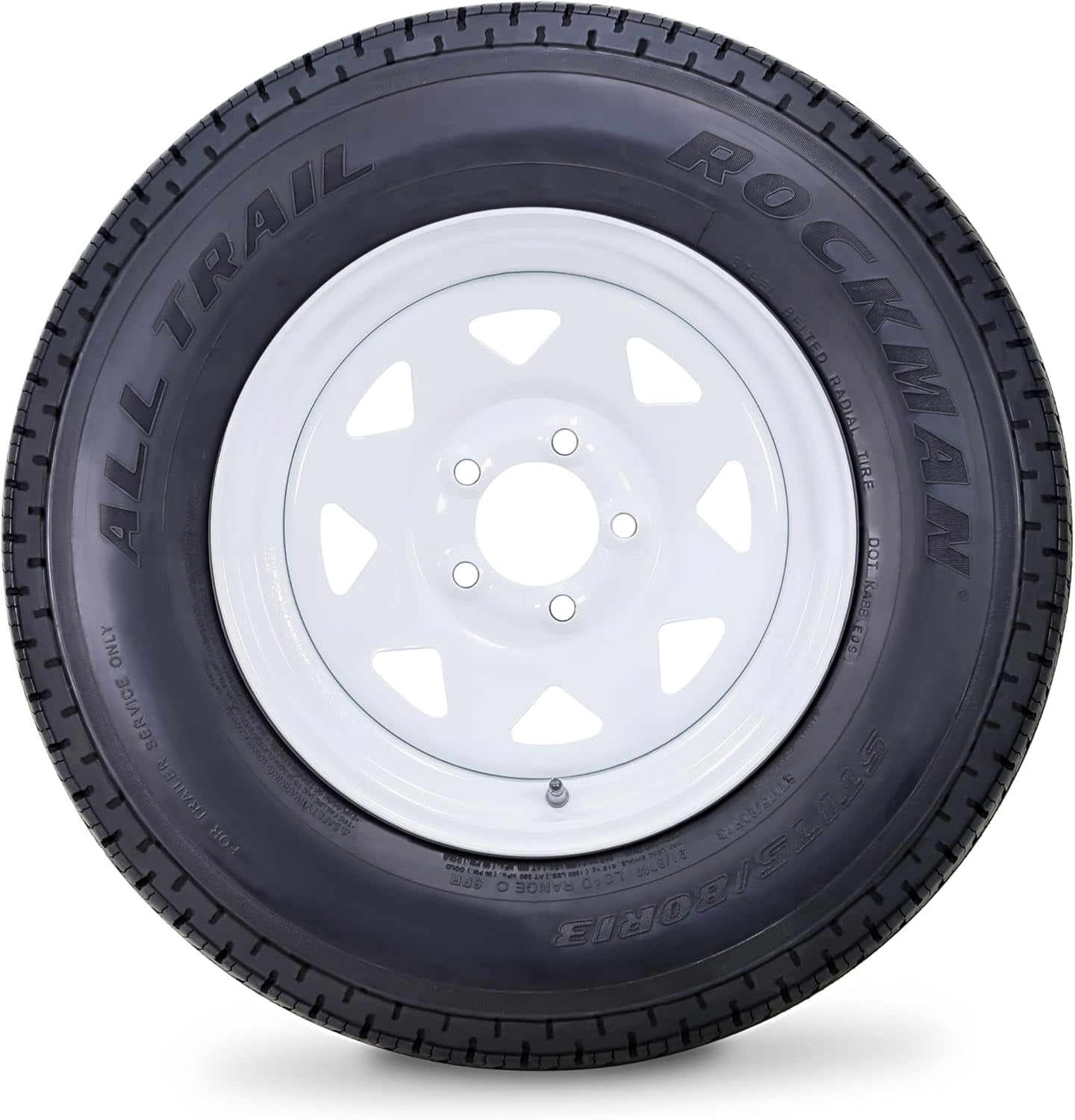 ROCKMAN Trailer Tire and Wheel Assembly (ST175/80R13, 6-Ply, 5 Lug on 4.5 in PCD, White Spoke) bcp4q