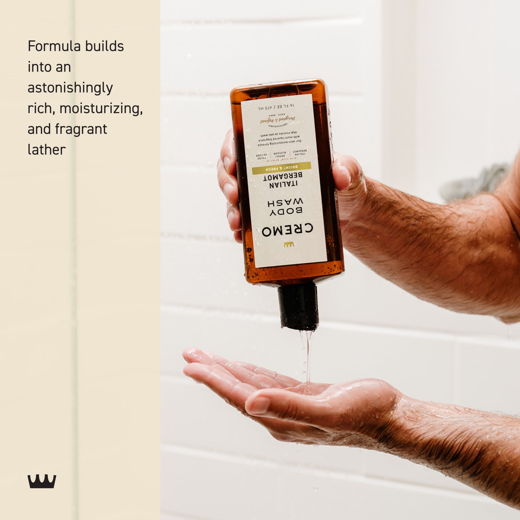 Cremo Men's Body Wash, Italian Bergamot Scent, Moisturizing Formula (16 fl oz) 4qkit