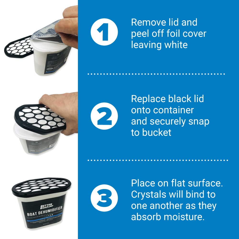 Better Boat Moisture Absorber and Odor Eliminator with Activated Charcoal for Marine, RV, and Home (Black, 2 Pack) mlm9p
