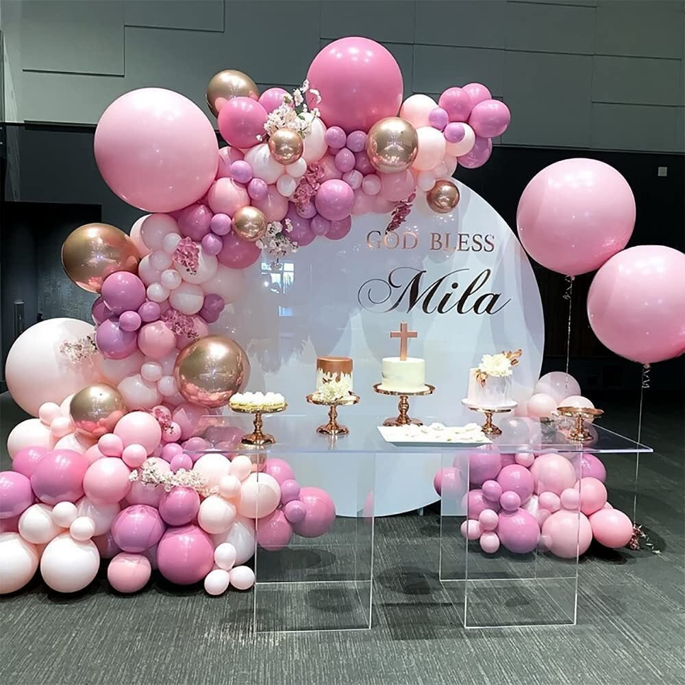 MMTX Pink Balloon Garland Arch Kit with Confetti and Rose Gold 4D Balloons for Party Decorations (86 Piece Set) en75q