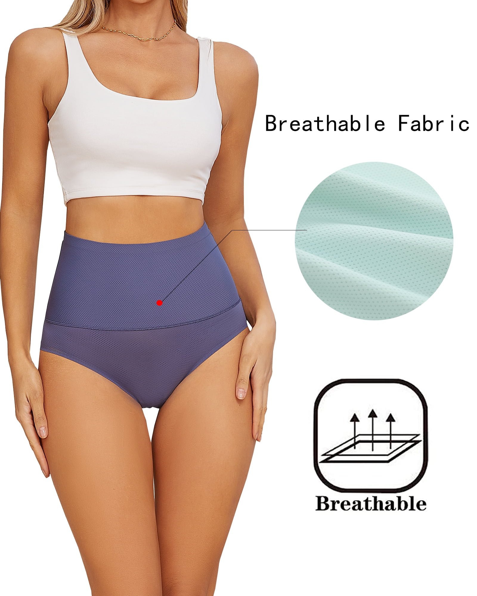 Finetoo High Waisted Tummy Control Shapewear Panties (5 Pack, S-XXL) ml7xt
