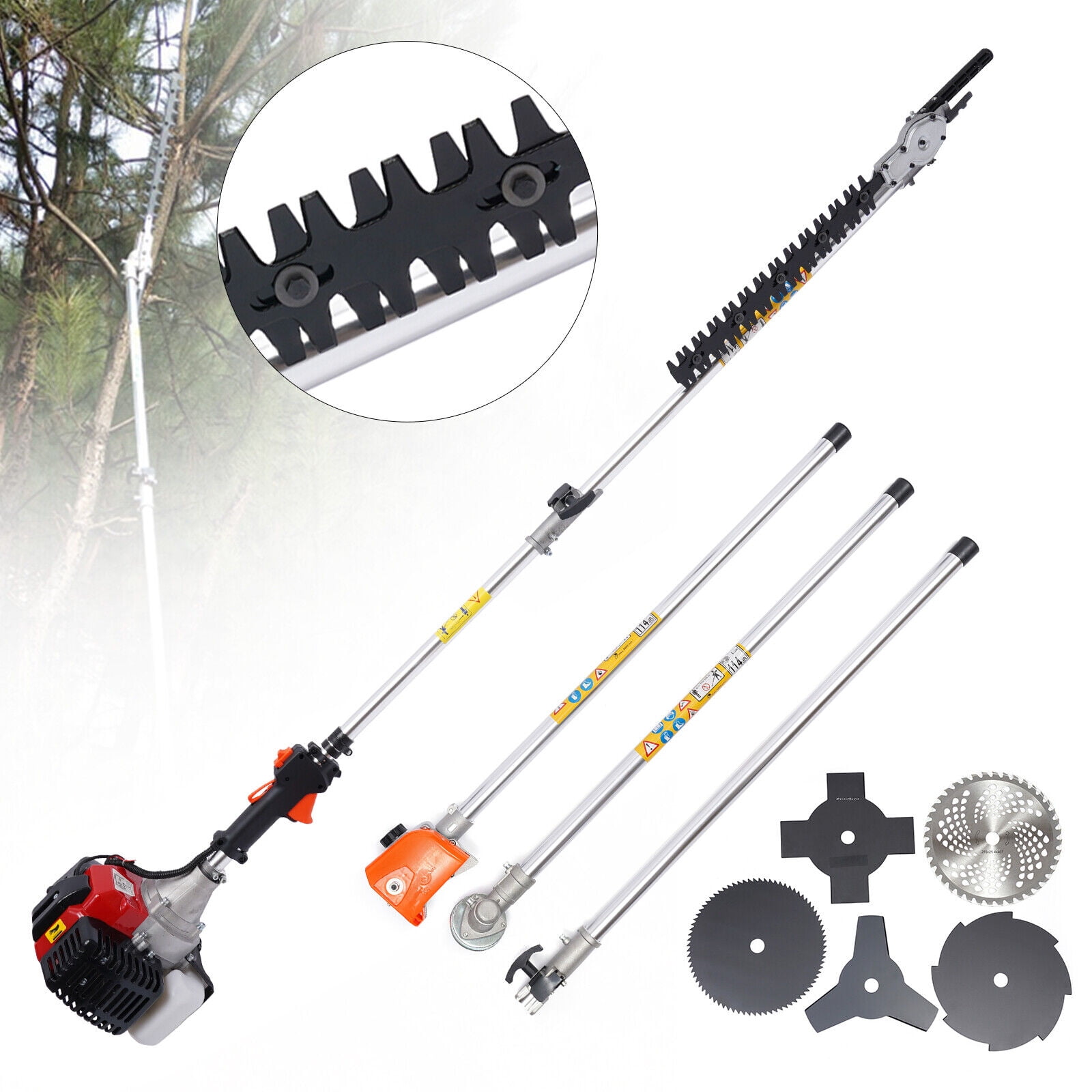 Fetcoi 52cc 2-Cycle Gas String Trimmer and Edger Multi-Tool System (Black, 33.81 fl oz) nhh1o