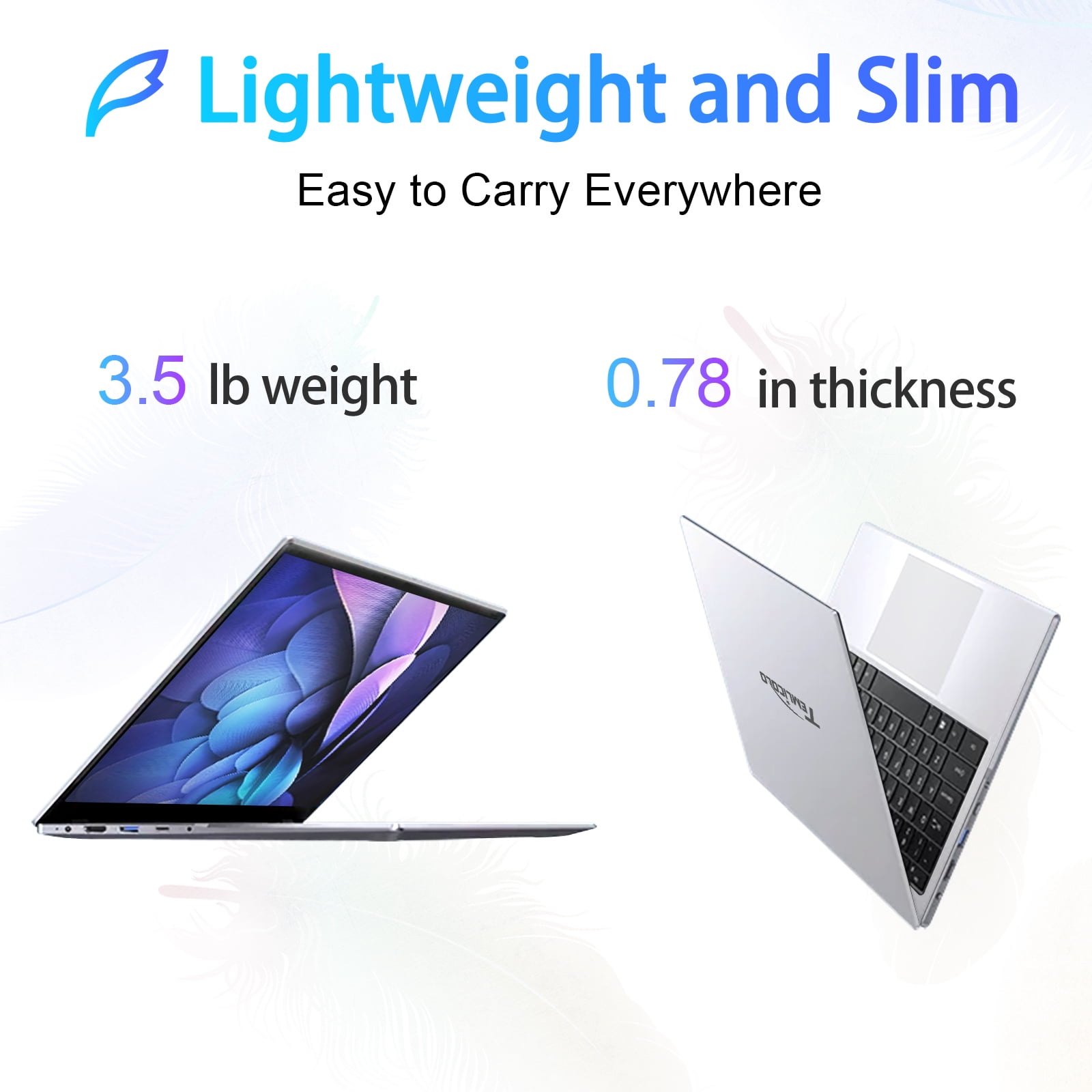 TEMLICOLO 15.6 in Laptop Windows 11 Pro Intel Celeron 8GB RAM 256GB SSD Full HD IPS Display (Silver, 15.6 in) 97p24
