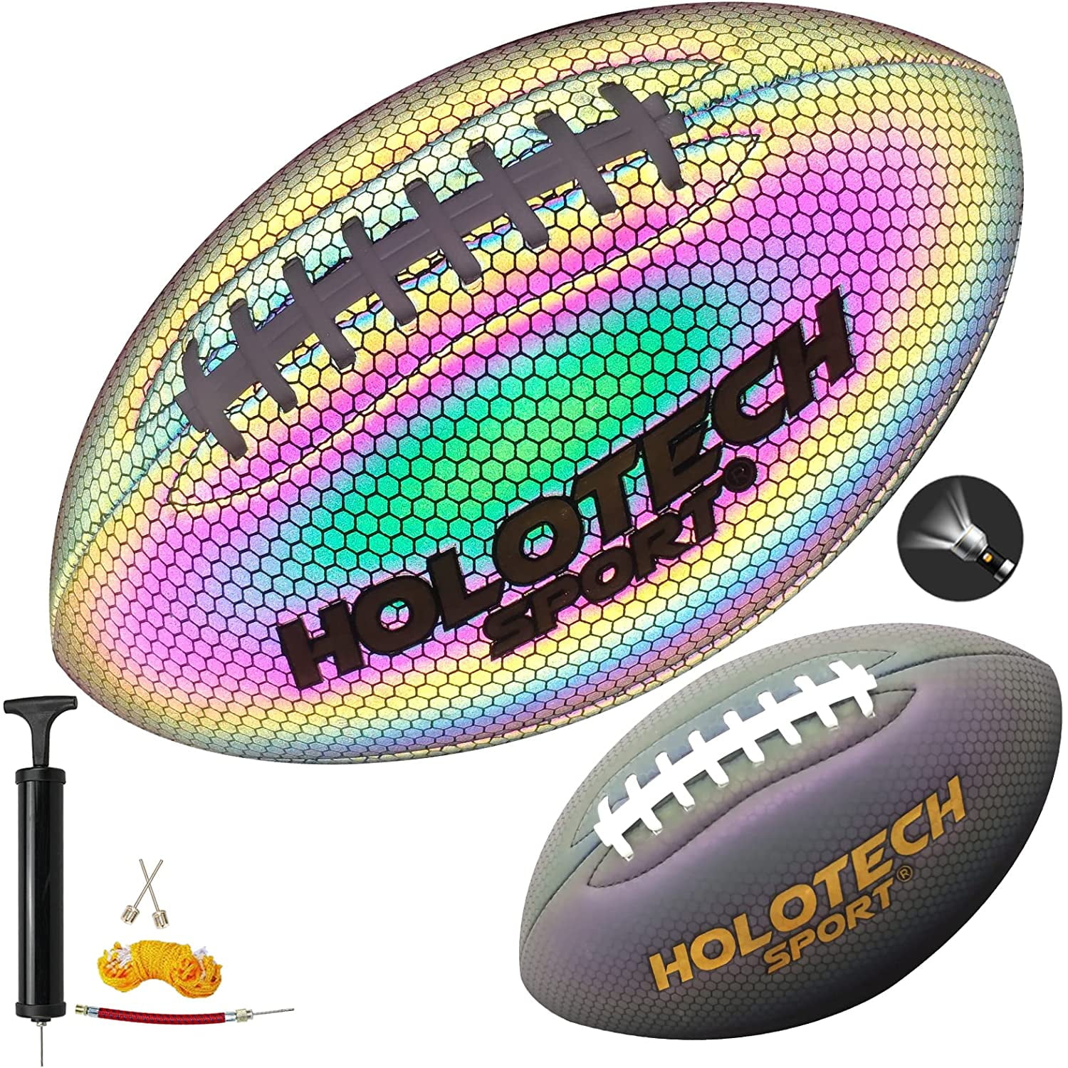 MILA CHIC Holographic Reflective Football, Glowing PU Leather Sports Ball for Outdoor Play (Size 9) morya