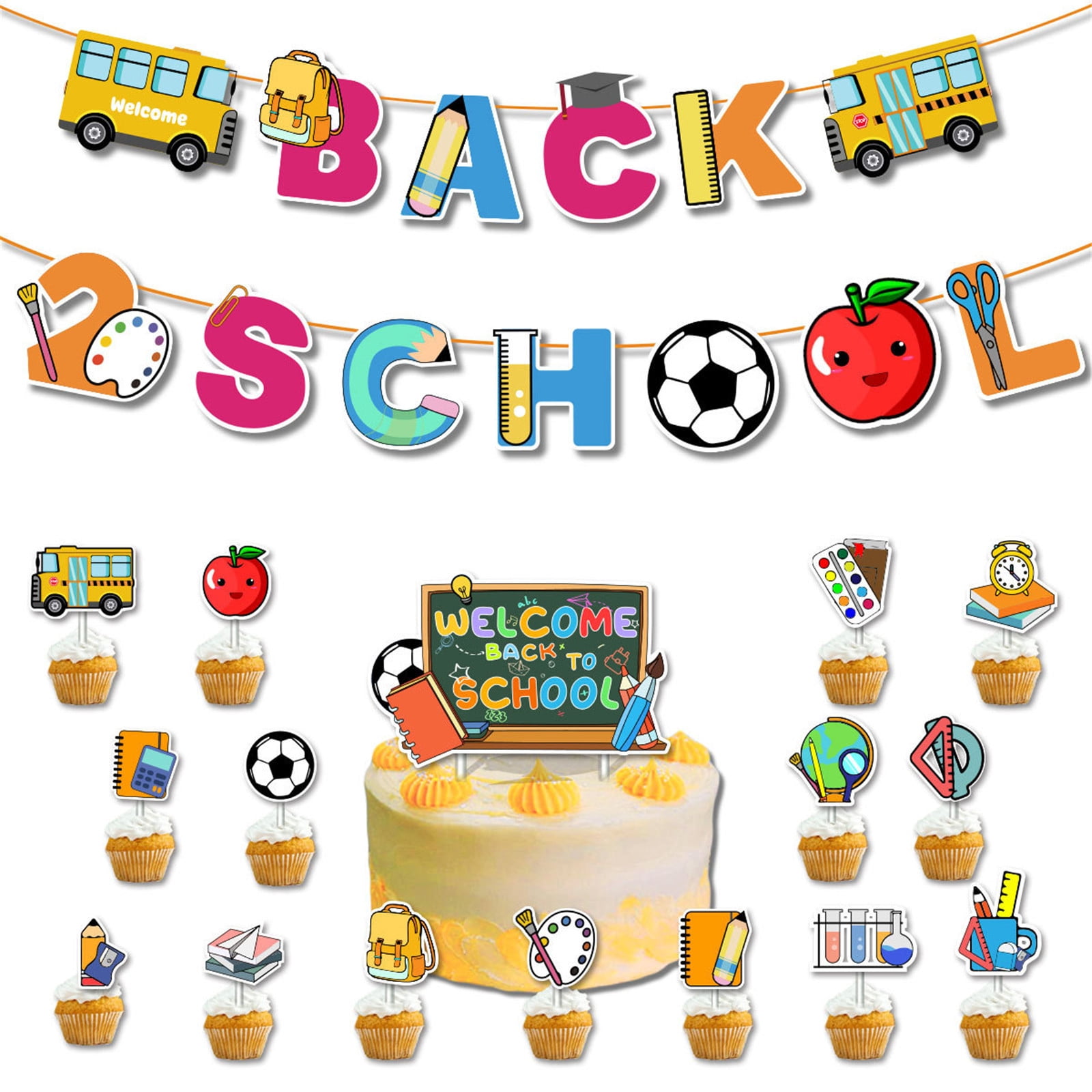 Ajauxi Back To School Party Decoration Set, Classroom Welcome Banner and Balloon Arch Kit (37 Piece Set) e18gj