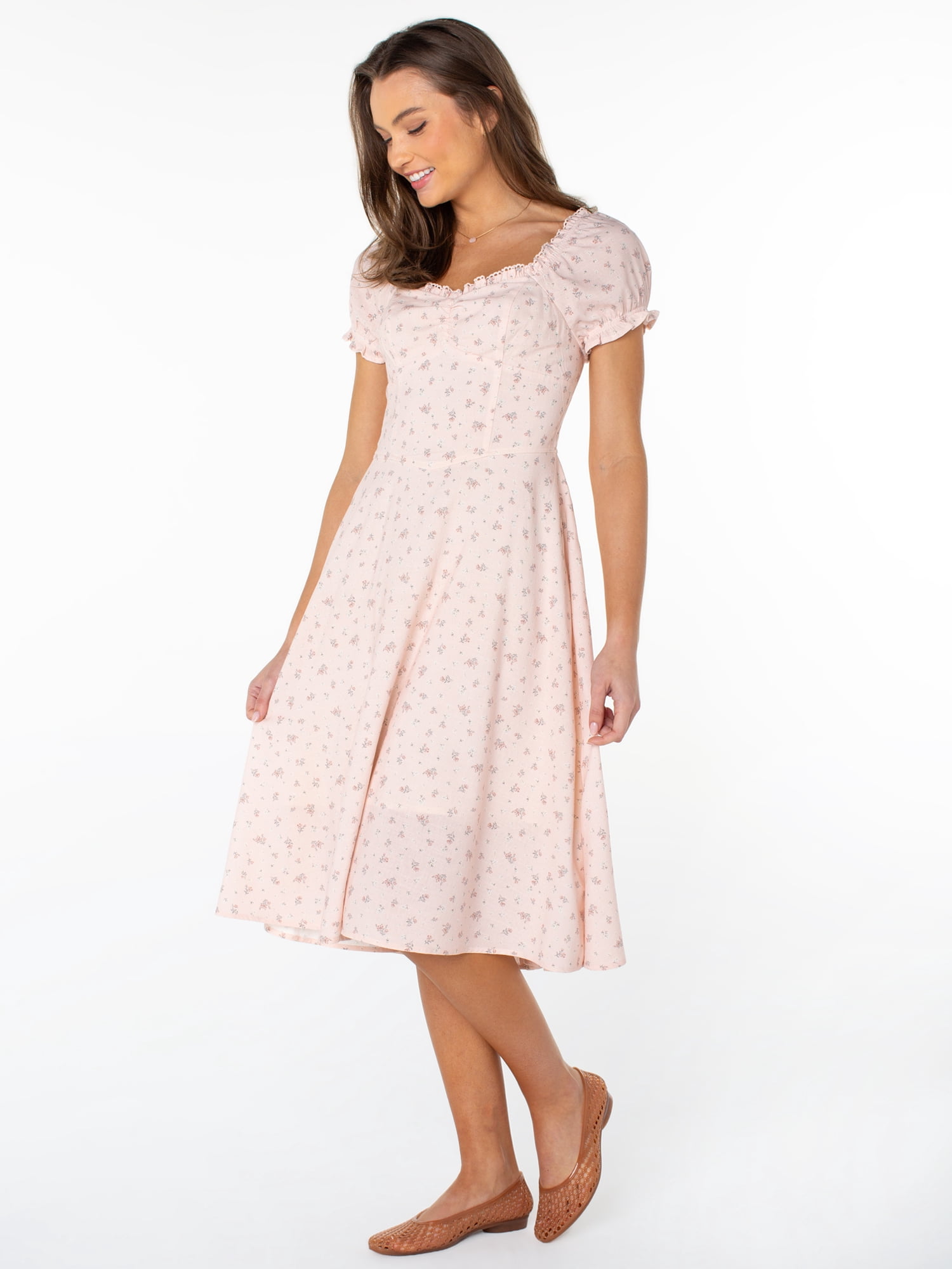 Celebrity Pink Women's Puff Sleeve Midi Dress (Pink, XS) 9anrq