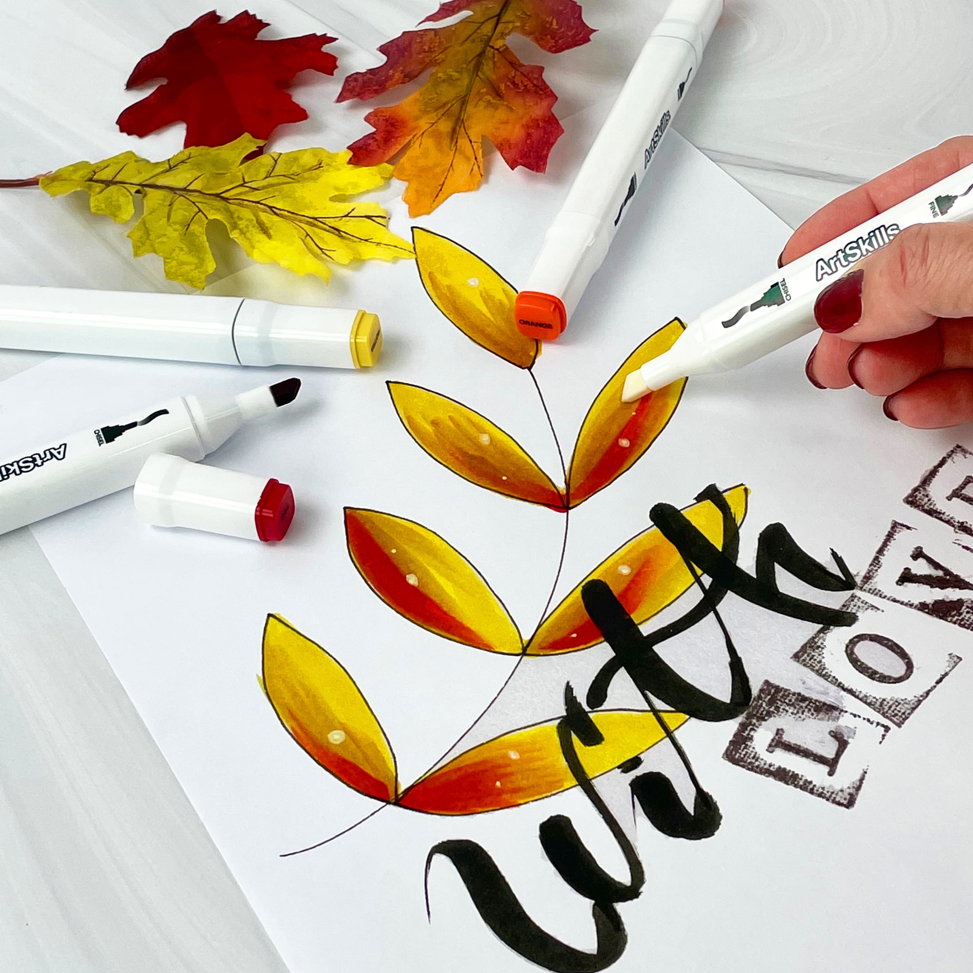 ArtSkills Dual Tip Alcohol Marker Set with 9 in x 12 in Paper Pad (10 Pieces) 4mtxv