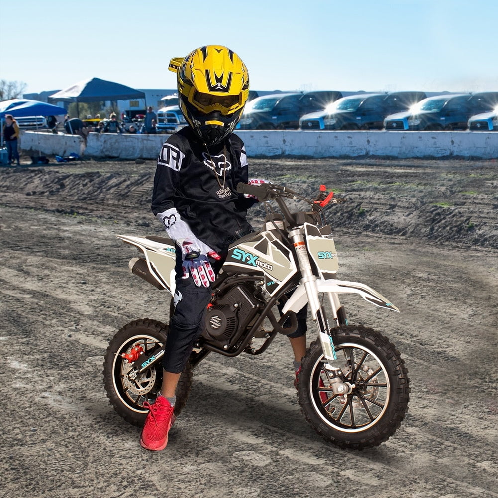 SYX MOTO 58cc Kids Mini Dirt Bike, 4-Stroke Gas Powered Off-Road Pit Bike (Black, 58cc) xppoz