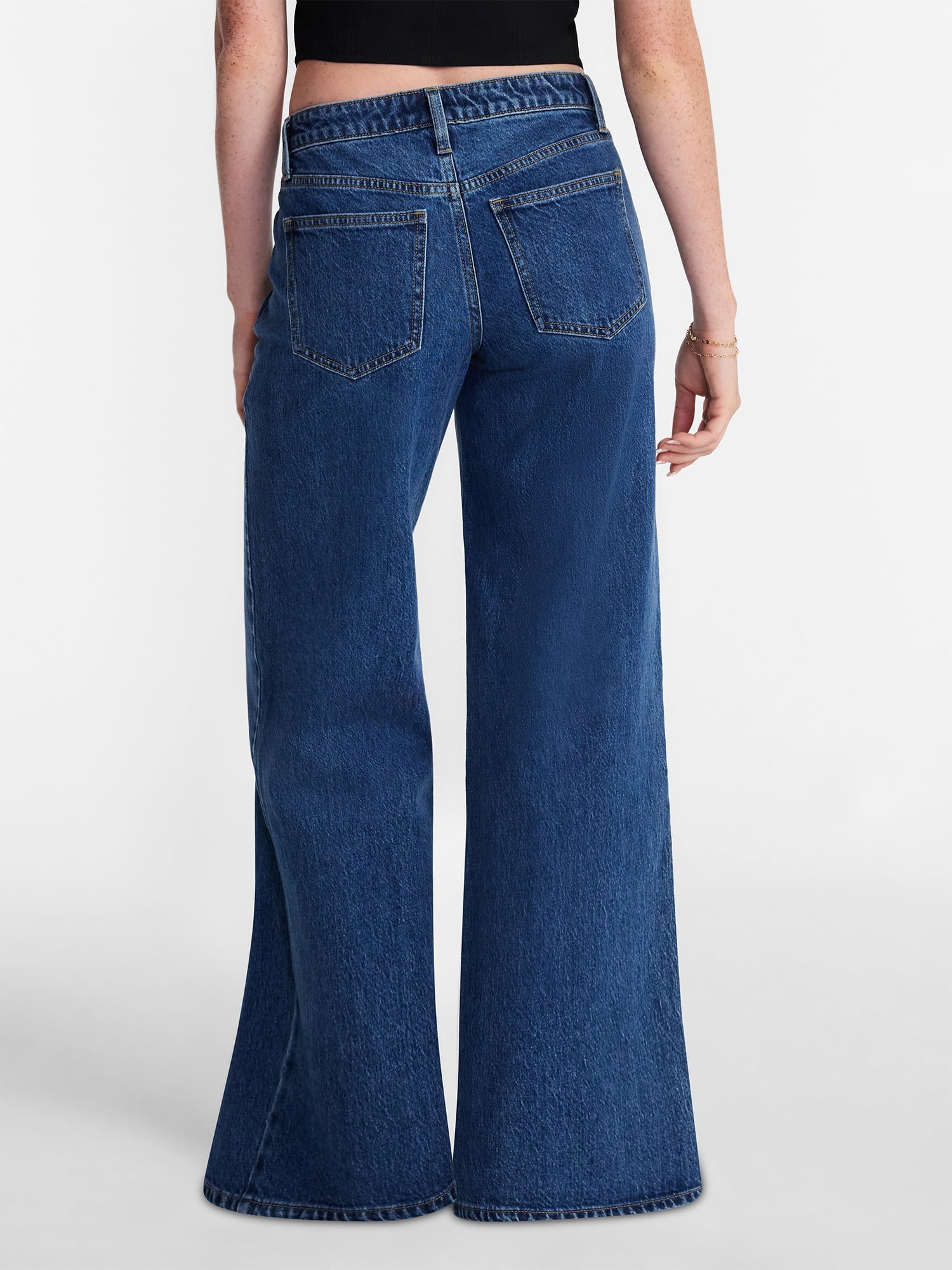 No Boundaries Women's Mid-Rise Baggy Jeans Relaxed Fit Wide Leg Denim (Grey, Size 4) 8q1ch