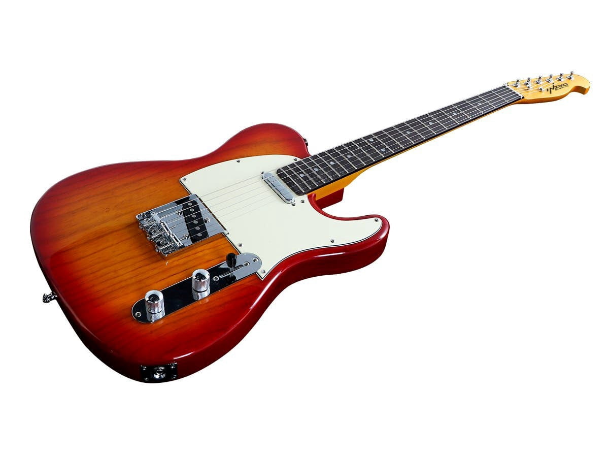 Monoprice Indio Retro DLX Plus Electric Guitar (Cherry Burst, Solid Ash Body, Maple Neck, Includes Gig Bag) zhubr - Image 4