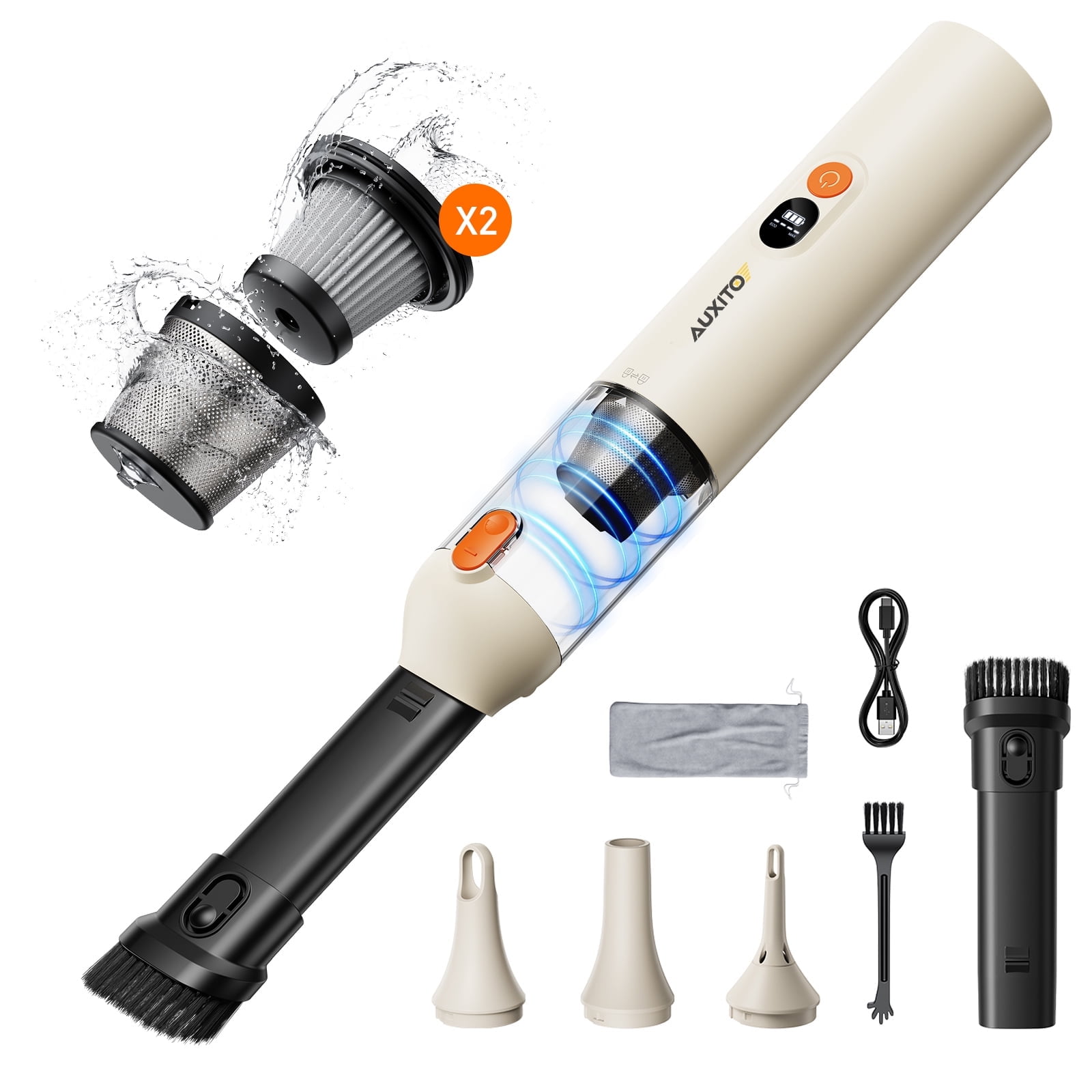 AUXITO Cordless Handheld Car Vacuum Cleaner, High Power Portable Auto Interior Detailer (White, 1 lb) 8xc1b