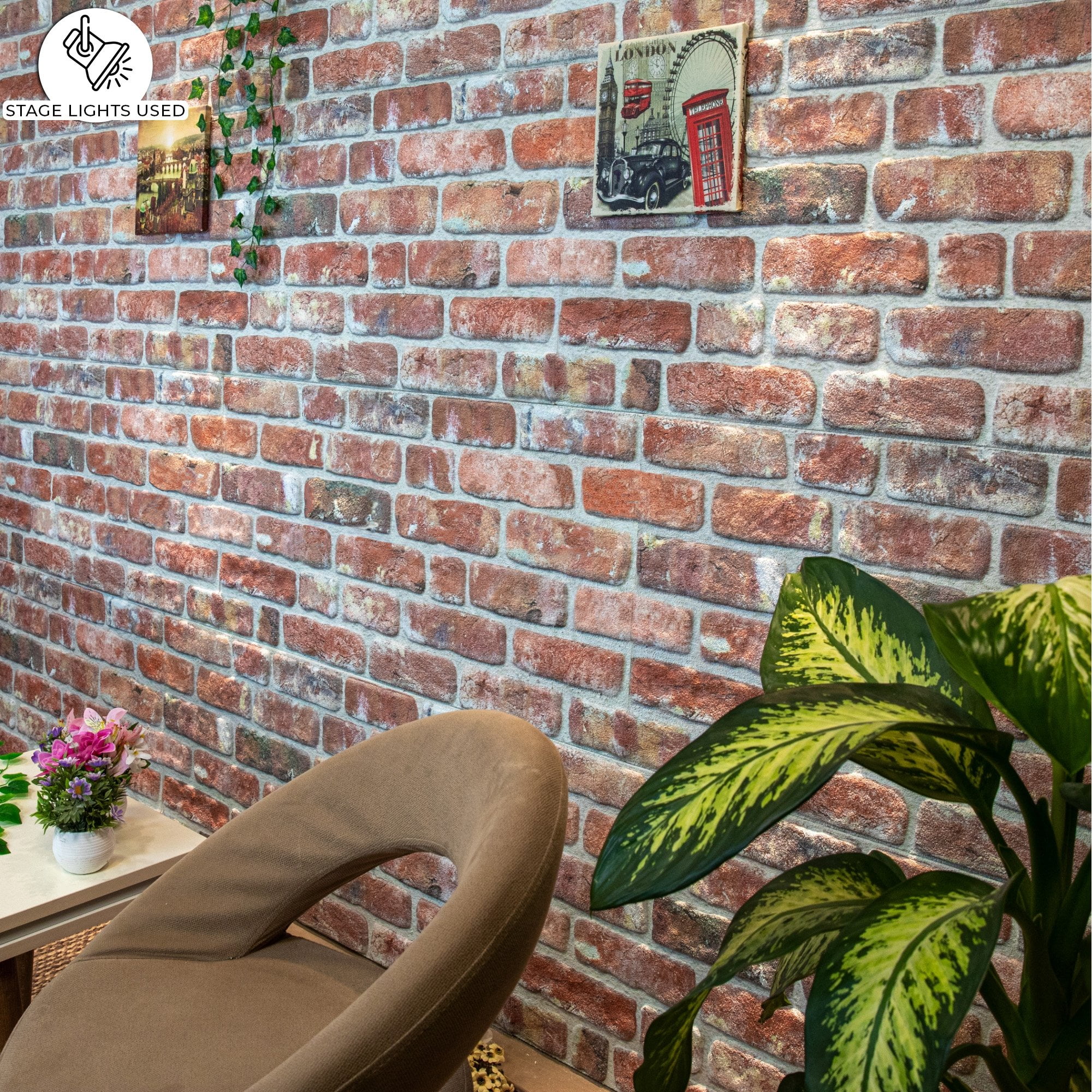Dundee Deco 3D Wall Panels Brick Effect (Red, 10 Pack, 53 sq ft) c9rle