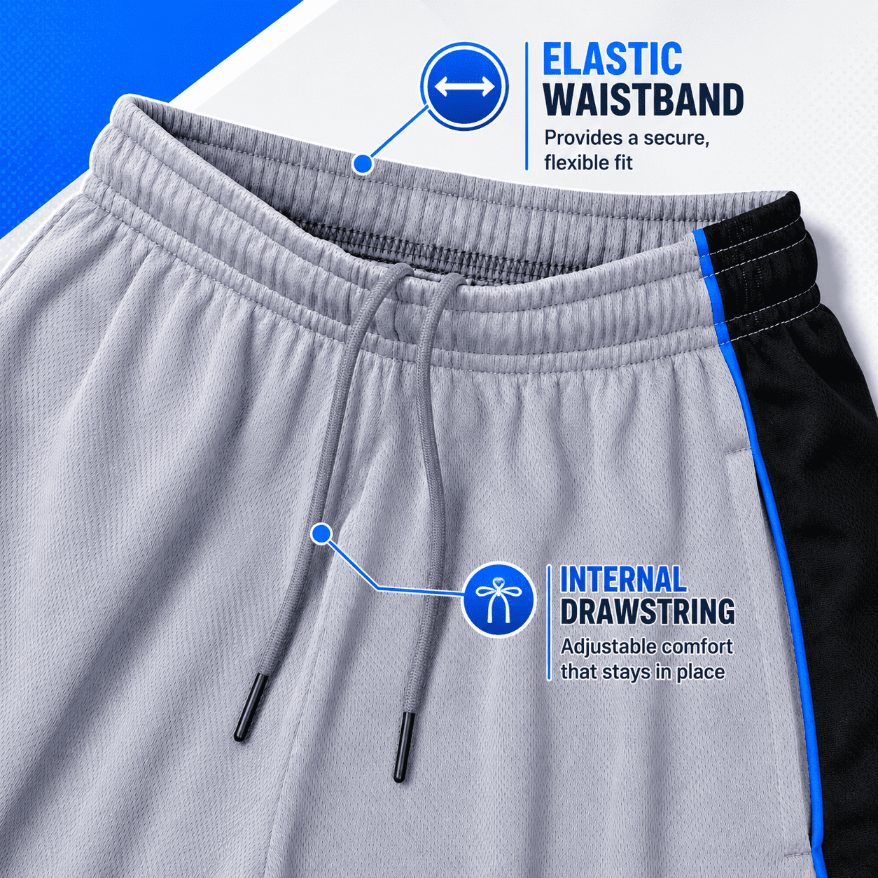 Daresay Mens Moisture Wicking Athletic Basketball Gym Shorts with Pockets (Black, 5 Pack) lfvmf