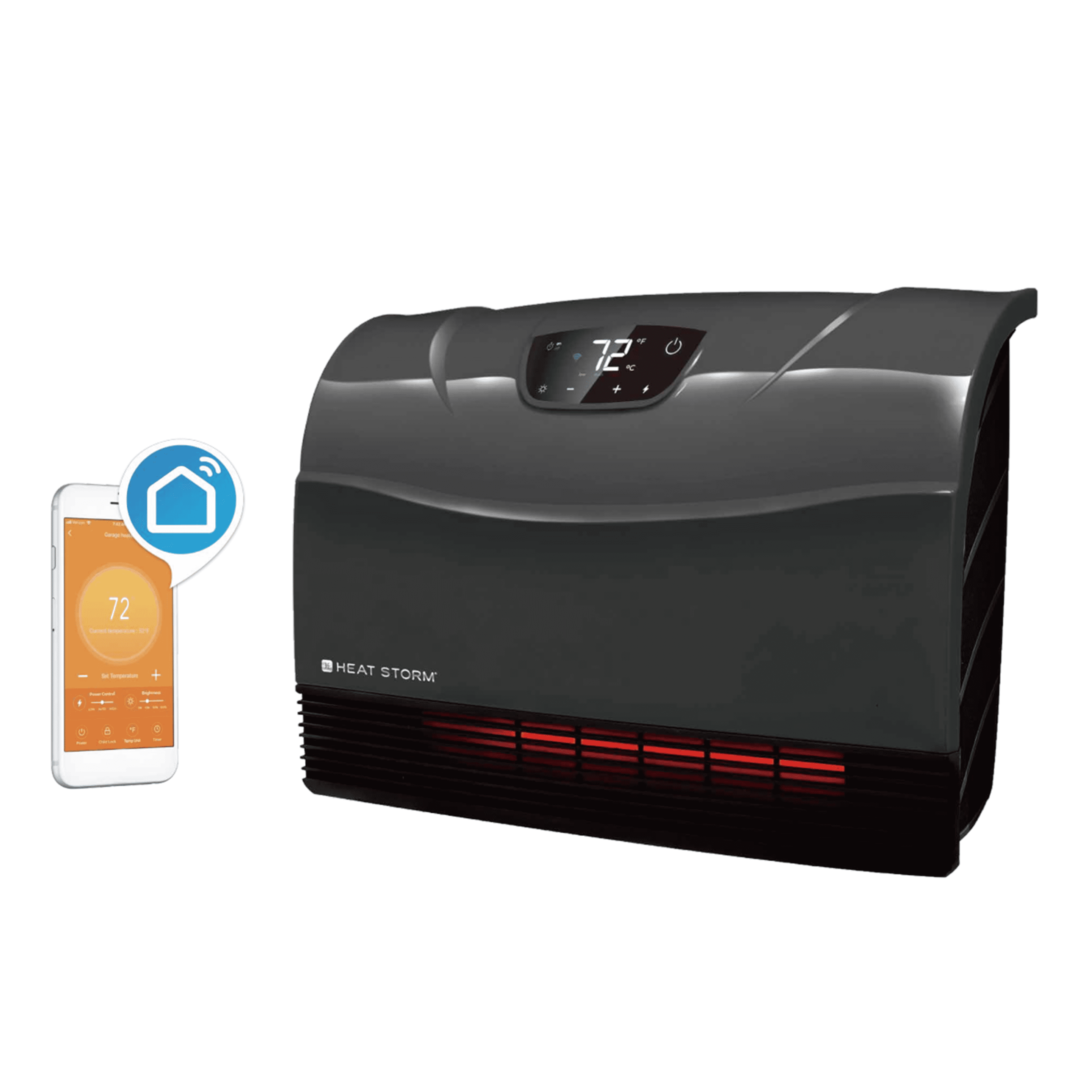 Heat Storm Electric Smart Space Heater with Wi-Fi and Digital Thermostat (Grey, 1500W) 9kb49