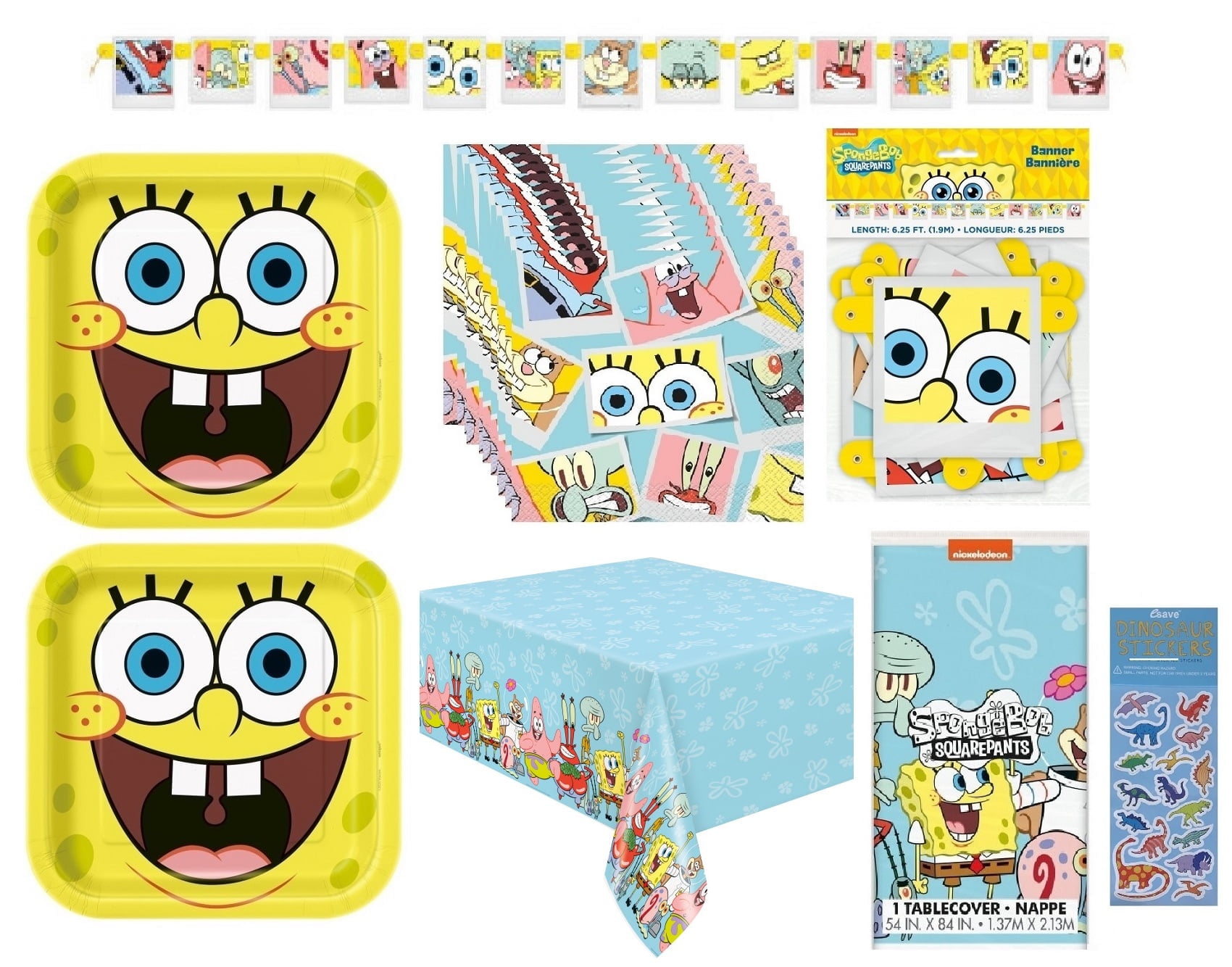 Unique Spongebob SquarePants Birthday Party Supplies Set (Multi-Color, 16-Piece Tableware Kit) l1usf