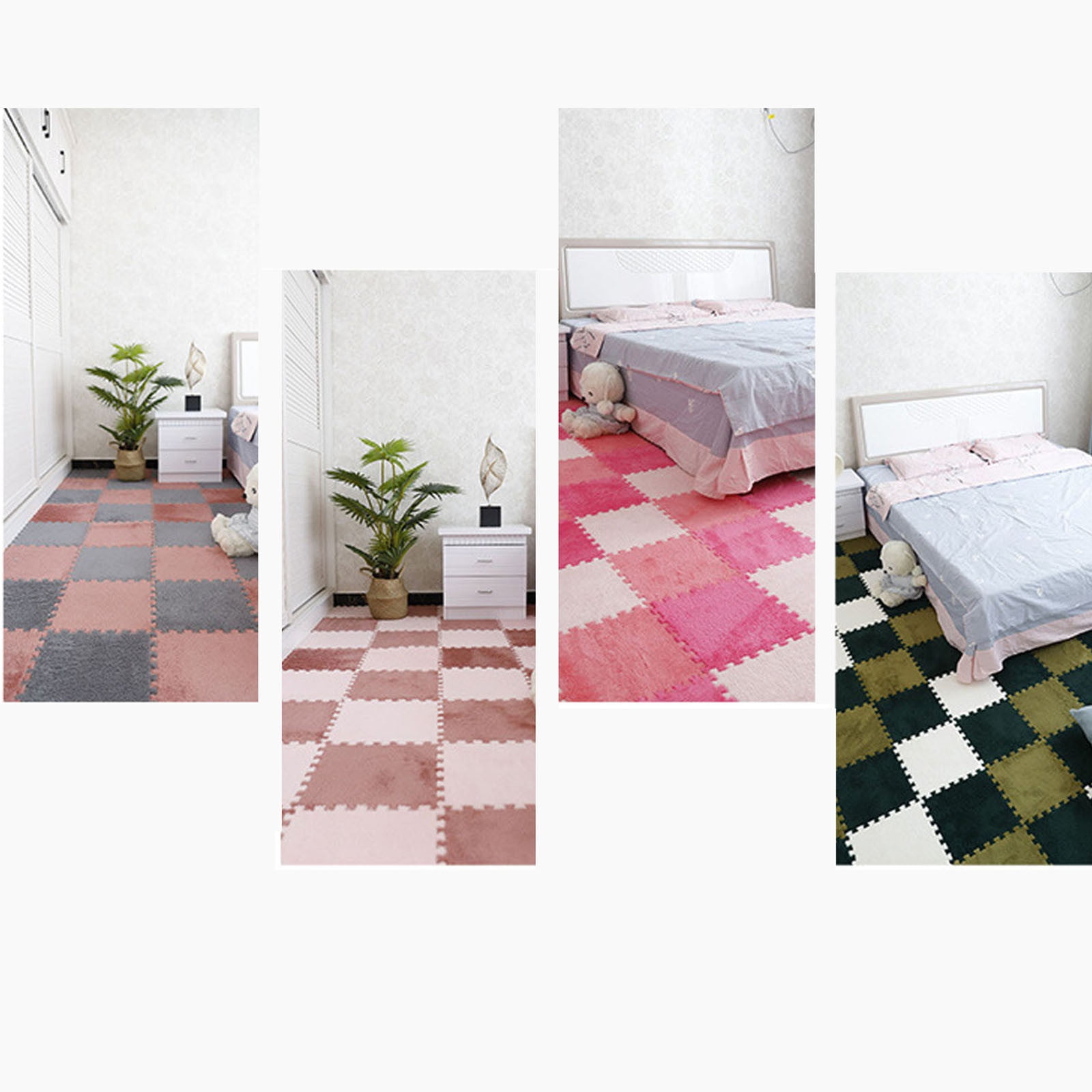 YuXinYang Plush Interlocking Foam Floor Tiles Soft Puzzle Carpet Mats for Kids Playroom (Black, 10 Pcs) s2kfh