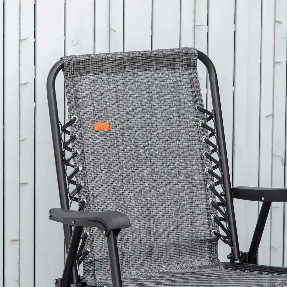 Yardi Yarda Outdoor Bungee Sling Folding Chair with Armrests (Gray, 24.75 in x 24 in x 35.75 in) rx55b