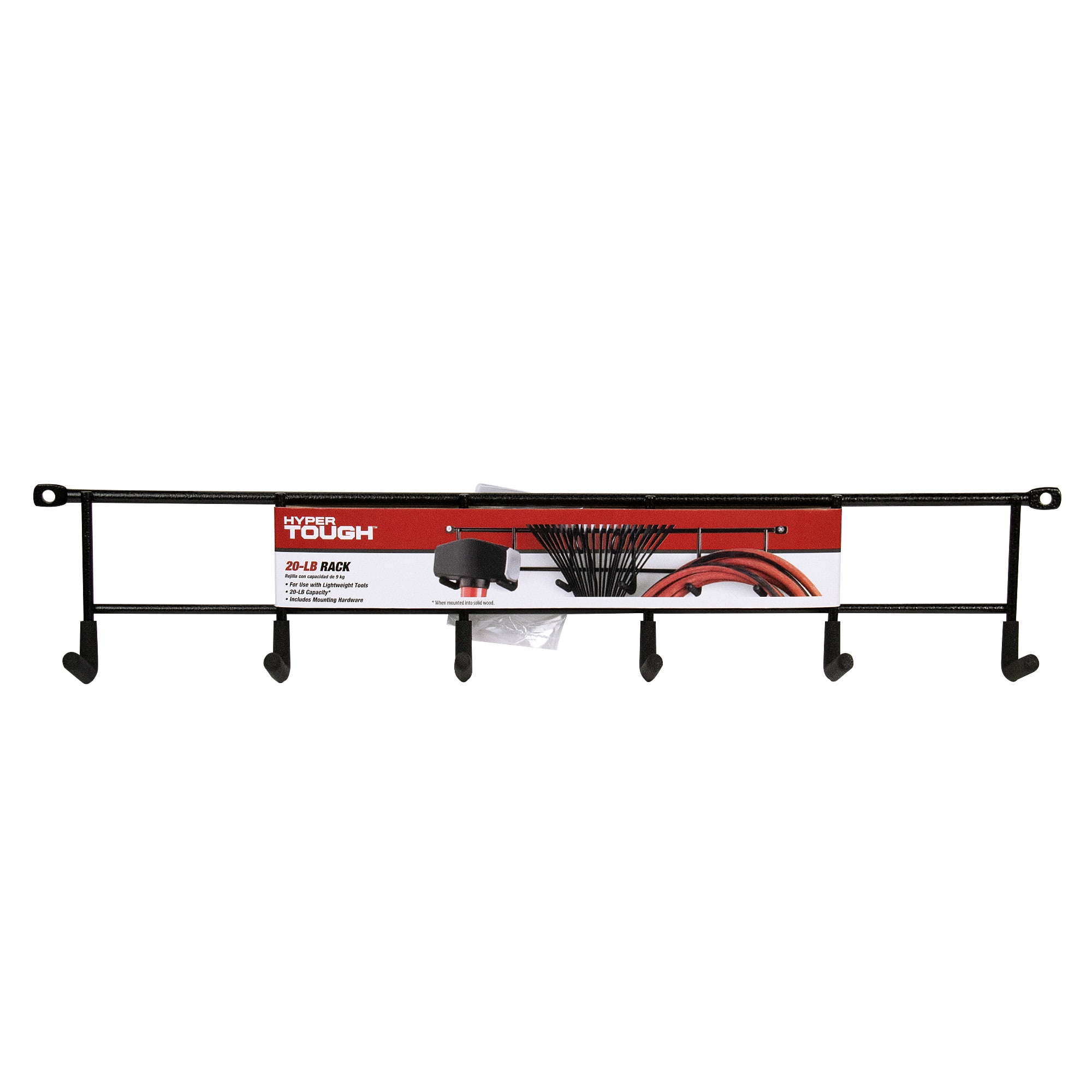 Hyper Tough Steel Multi-Hook Rack, Heavy-Duty Wall Mounted Storage Organizer (Black, 17 in) n39fb