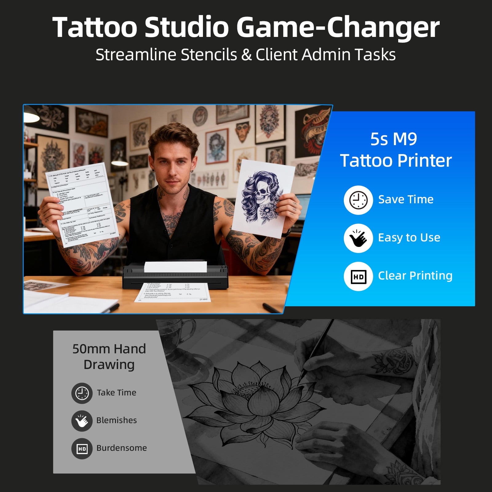 Milestone 2-in-1 Wireless Thermal Tattoo Stencil and Document Printer (Black, 1 lb) jfgms - Image 4